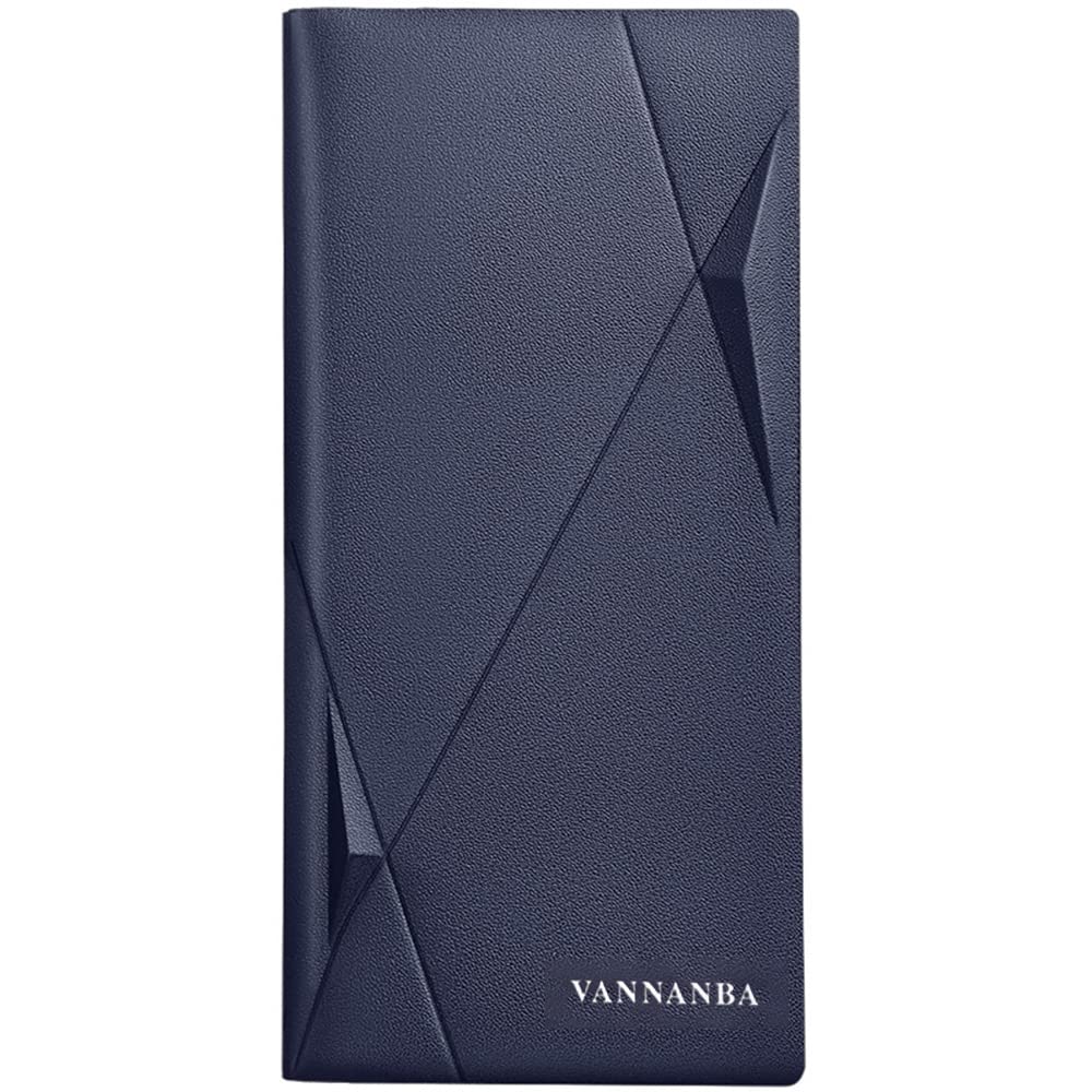 VANNANBA Slim RFID Blocking Leather Wallet for Men - Thin Bifold Credit Card Holder with ID Window & Gift Box (Navy) | Perfect for Everyday Carry, Travel & Business Use