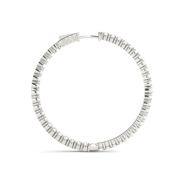 0.9 Inch 2 Prong Round Hoop Earrings - Sterling Silver Dangle Earrings for Women, Perfect for Everyday Wear & Special Occasions