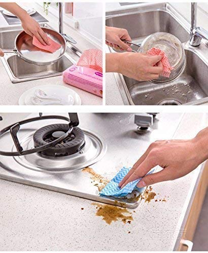 Alokrupswam Bulk Paper Towels Roll - 100% Non-Woven Reusable Cleaning Cloths for Kitchen, Dishes & Household Cleaning | Eco-Friendly Dish Towels & Napkins (Random Colors, 1 Roll) - Perfect for Spills, Counter Wiping & Dish Drying