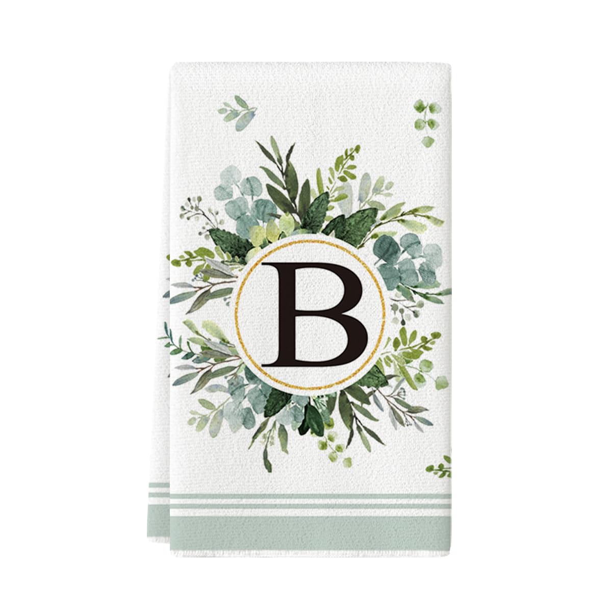 Artoid Mode Monogram Letter B Eucalyptus Leaves Family Last Name Fingertip Towel - 18x26 Inch Hand Dish Towel for Bathroom & Kitchen Decor, Housewarming Gift | Perfect for Farmhouse Style Homes and Wedding Gifts