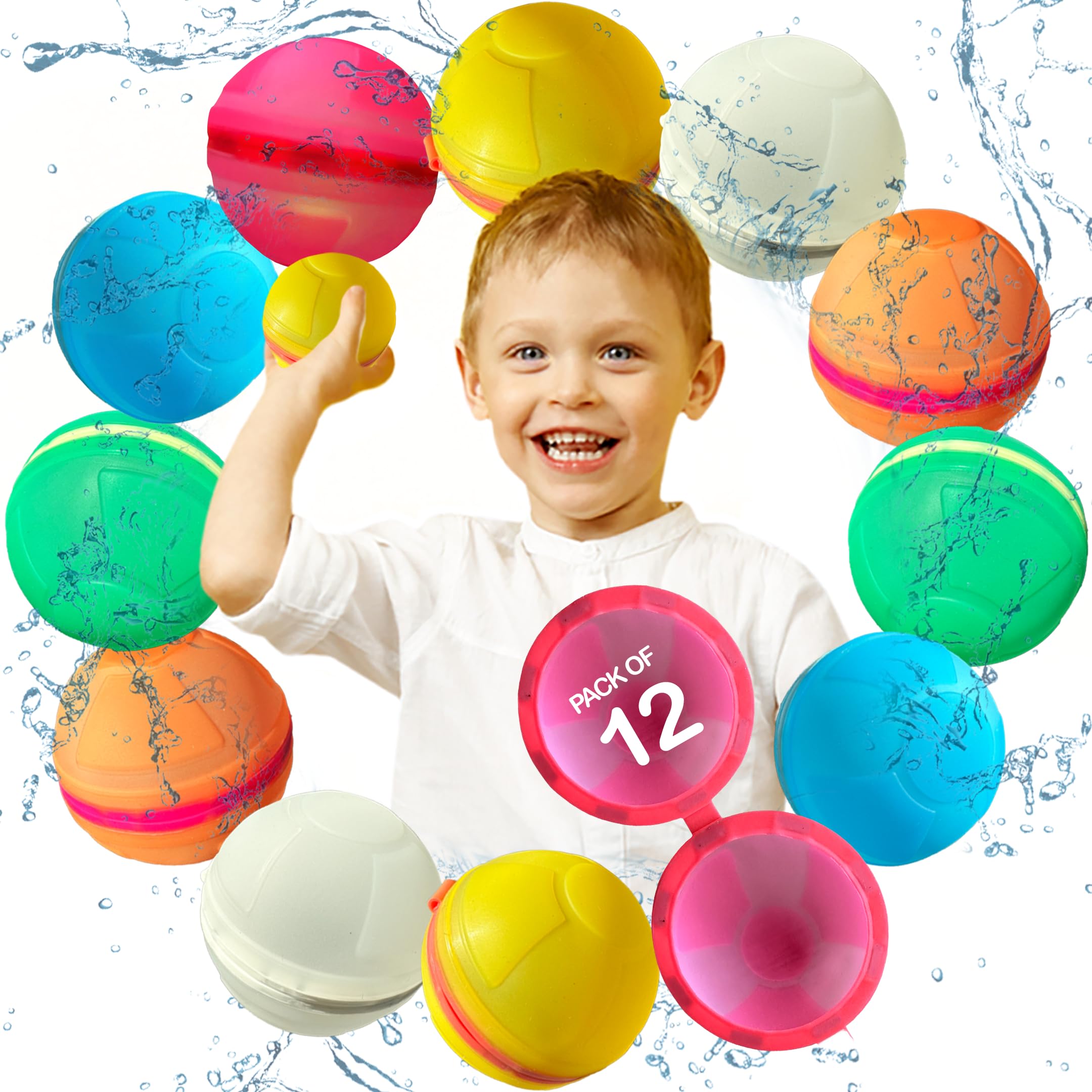 **LEGACY KIDS Reusable Water Balloons - Quick Fill & Magnetic Silicone Pool Toys for Kids Ages 8-12 (12-Pack) - Fun Outdoor Summer Games, Birthday Parties & Backyard Water Fights**