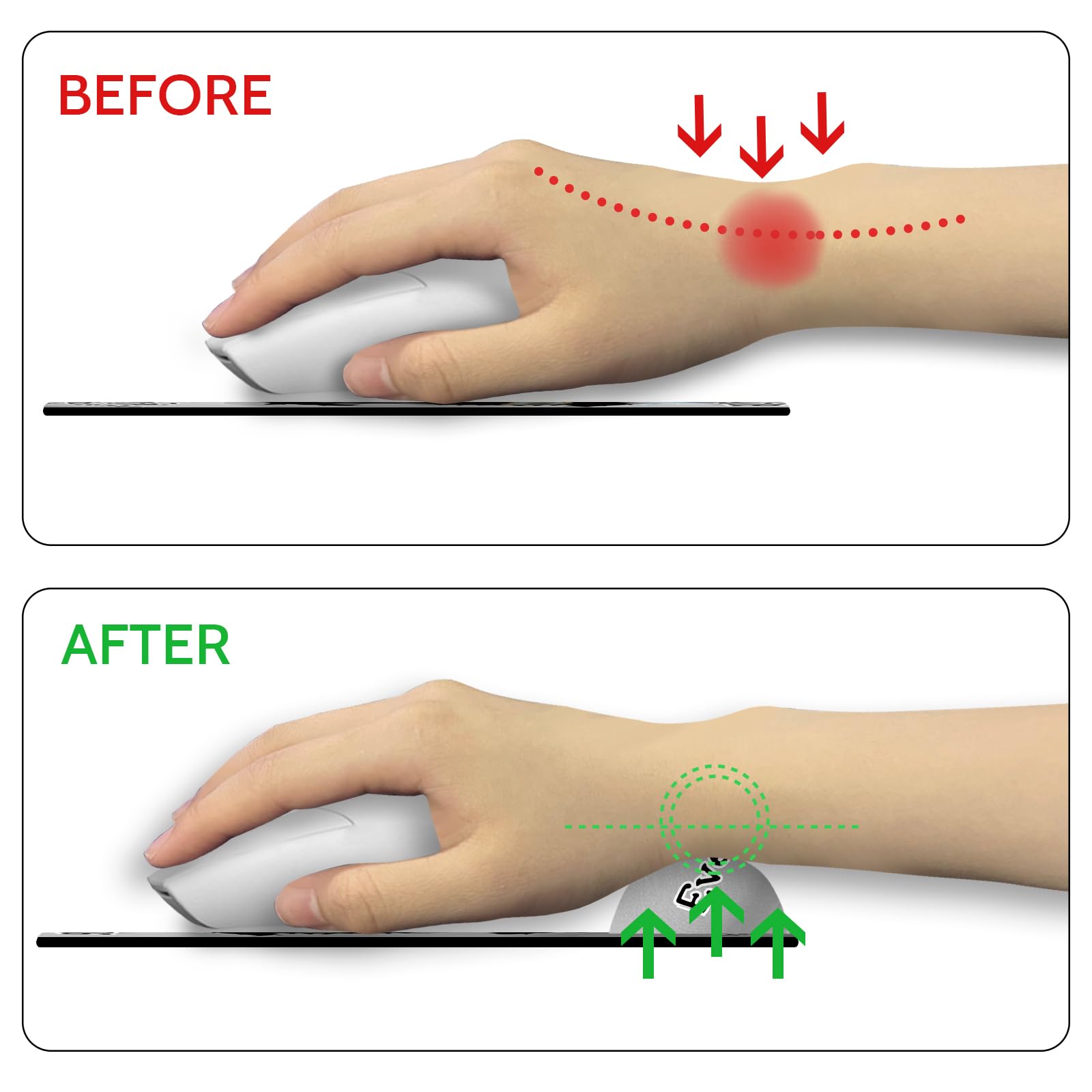 Ergonomic Mouse Pad with Wrist Support - Non-Slip Pain Relief PU Base - Cute Black Cat Design for Gaming & Office Use - Perfect for Desk Accessories, Computer Work & Long Hours Typing