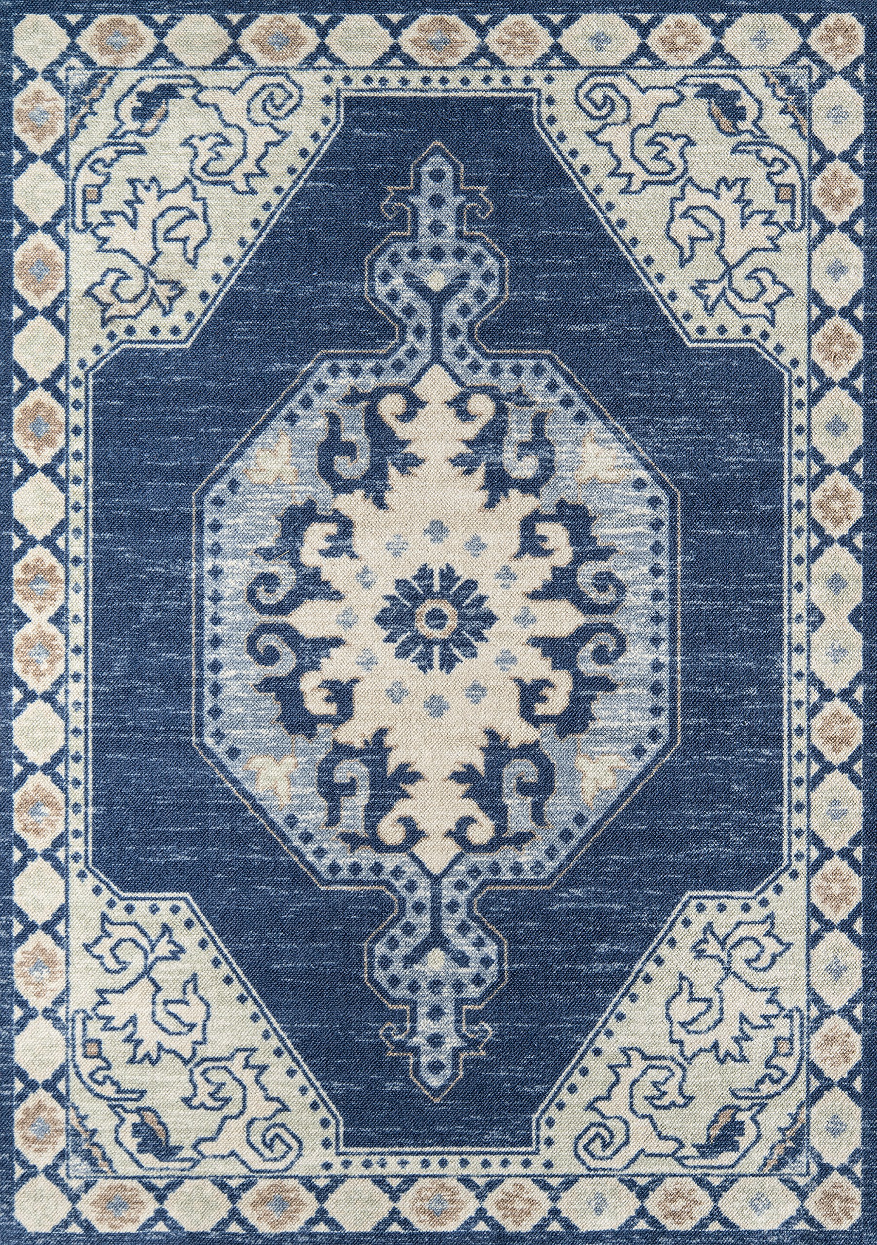 Nolita Rugs Cantrelle Wool and Nylon Navy Blue Area Rug 2' x 3' - Soft & Durable for Living Room, Bedroom, or Office Decor