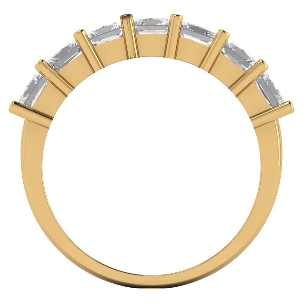 2.03 Carat Princess Cut Simulated Diamond 14k Yellow Gold Eternity Wedding Band Ring for Women - Perfect for Anniversaries, Engagements & Special Occasions