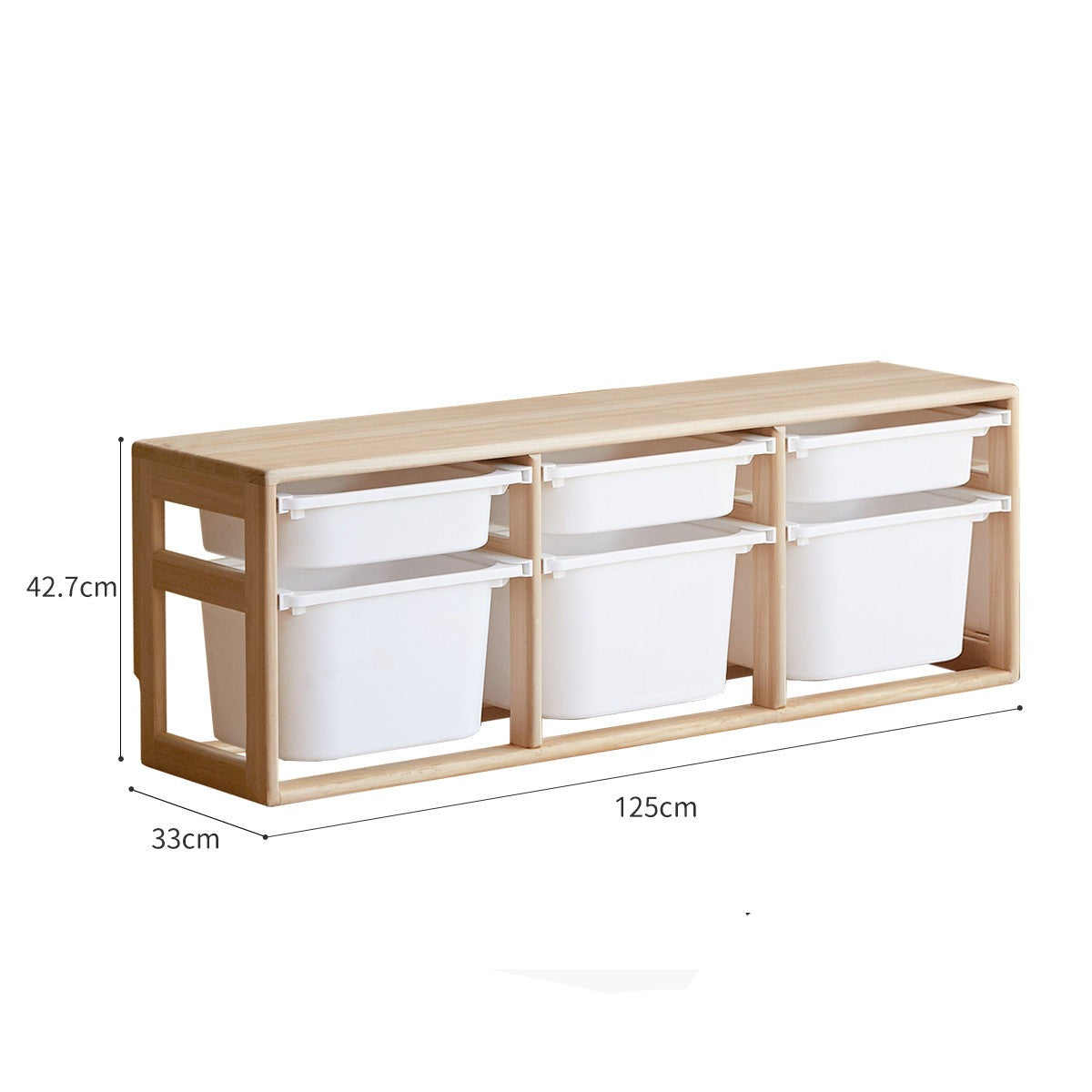 **Solid Wood Montessori Toy Storage Shelf for Kids - Organize Playroom, Nursery & Bedroom Toys - Eco-Friendly Poplar Wood Children's Bookshelf**