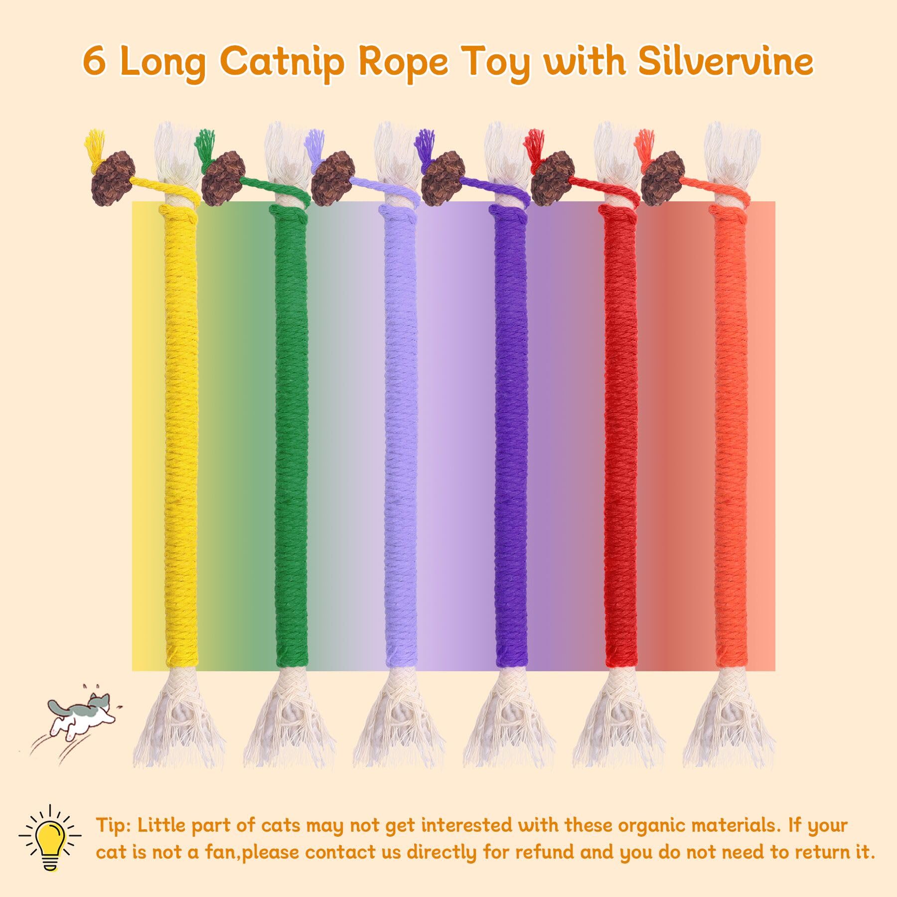 SEVENKA 6 Pack Silvervine Cat Toys for Teeth Cleaning - 7.87in/20cm Catnip Chew Toys, Interactive Kitten Toys for Indoor Cats - Perfect for Playtime & Dental Health