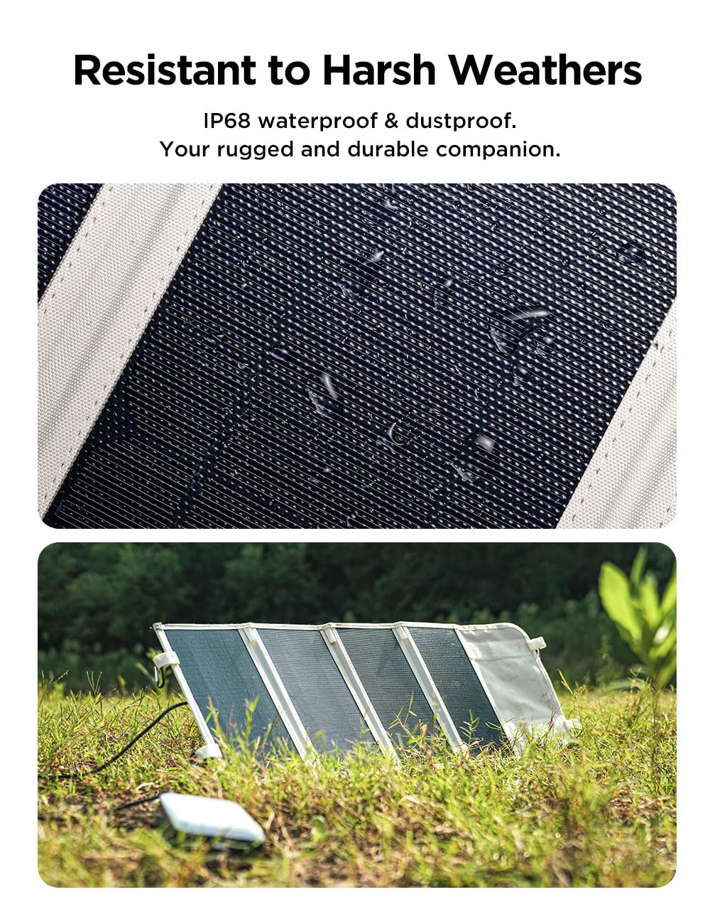 Litheli 24W Portable Solar Panel Charger with Bag - Foldable & Lightweight for Phones, U20 Battery - Dual USB-A & USB-C Ports with Adjustable Stand (4-Panel) - Perfect for Camping, Hiking & Emergency Power Supply