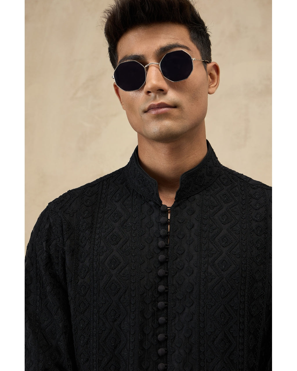 Stylish Black Front Luppi Button Kurta Set for Women - Traditional Indian Ethnic Wear for Festivals, Weddings & Special Occasions