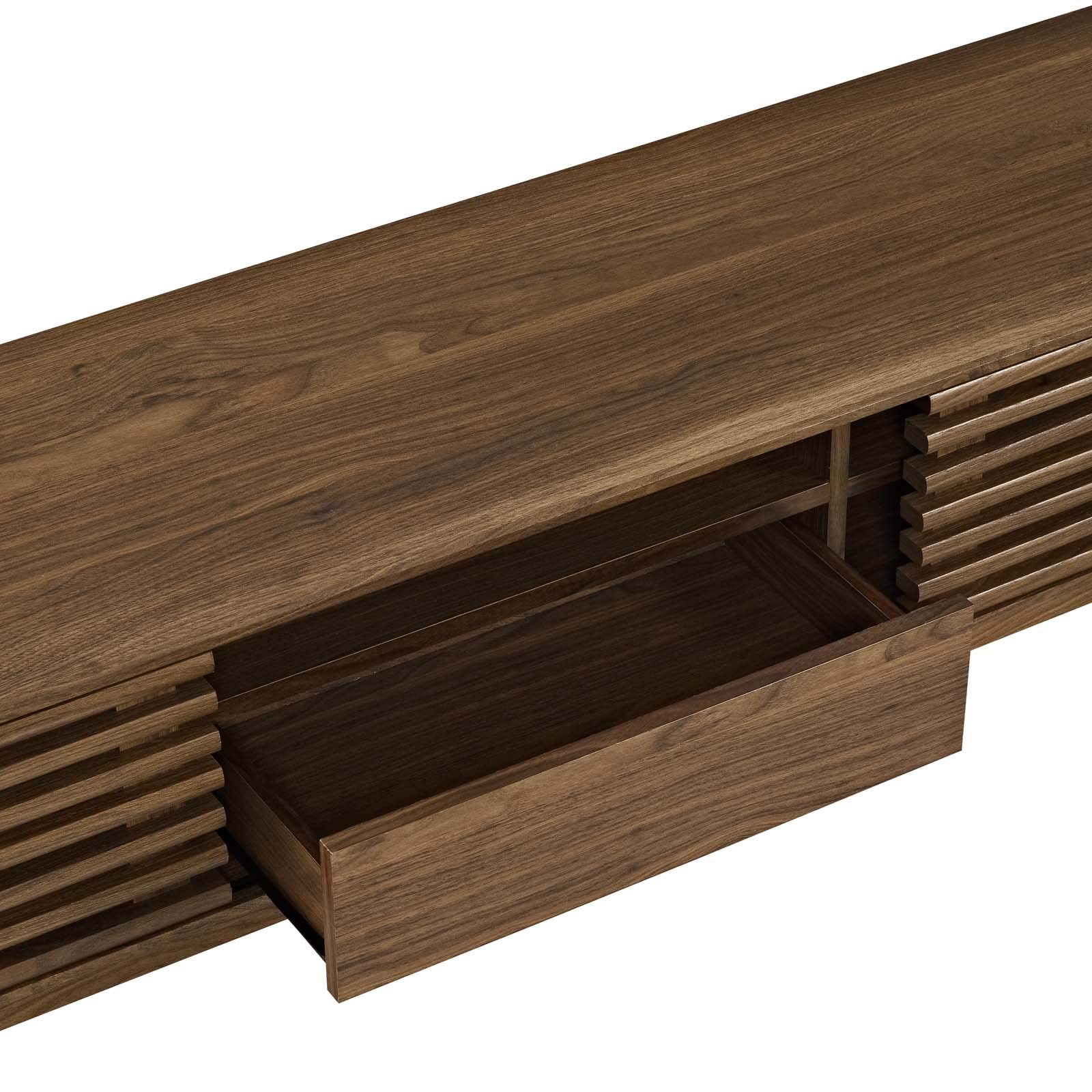 Modern Contemporary Wooden TV Stand Console Table for Living Room, Lounge, Club & Lobby - Brown Media Entertainment Center - Perfect for Home Theater Setup & Stylish Interior Decor