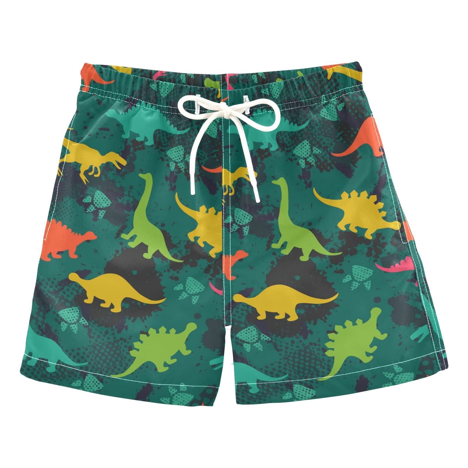 Dinosaurs Boys Swim Trunks - Quick Dry Toddler Swimsuits with Adjustable Waist | Beach & Pool Board Shorts for Kids 2T-16 | Perfect for Summer Swimming, Water Parks & Family Vacations