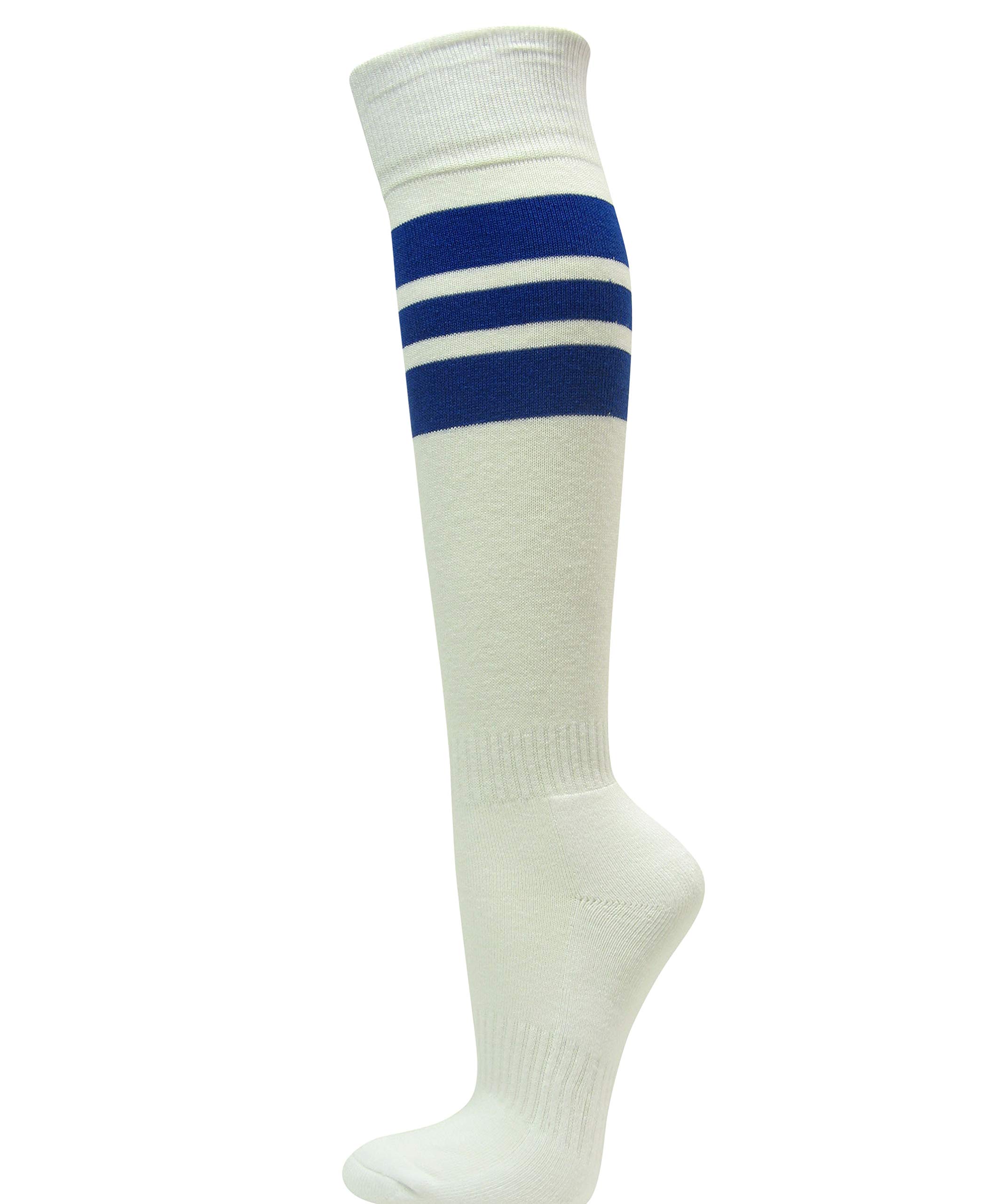 COUVER Striped White Knee High Sports Socks for Softball & Running – Comfortable Athletic Socks for Women & Men