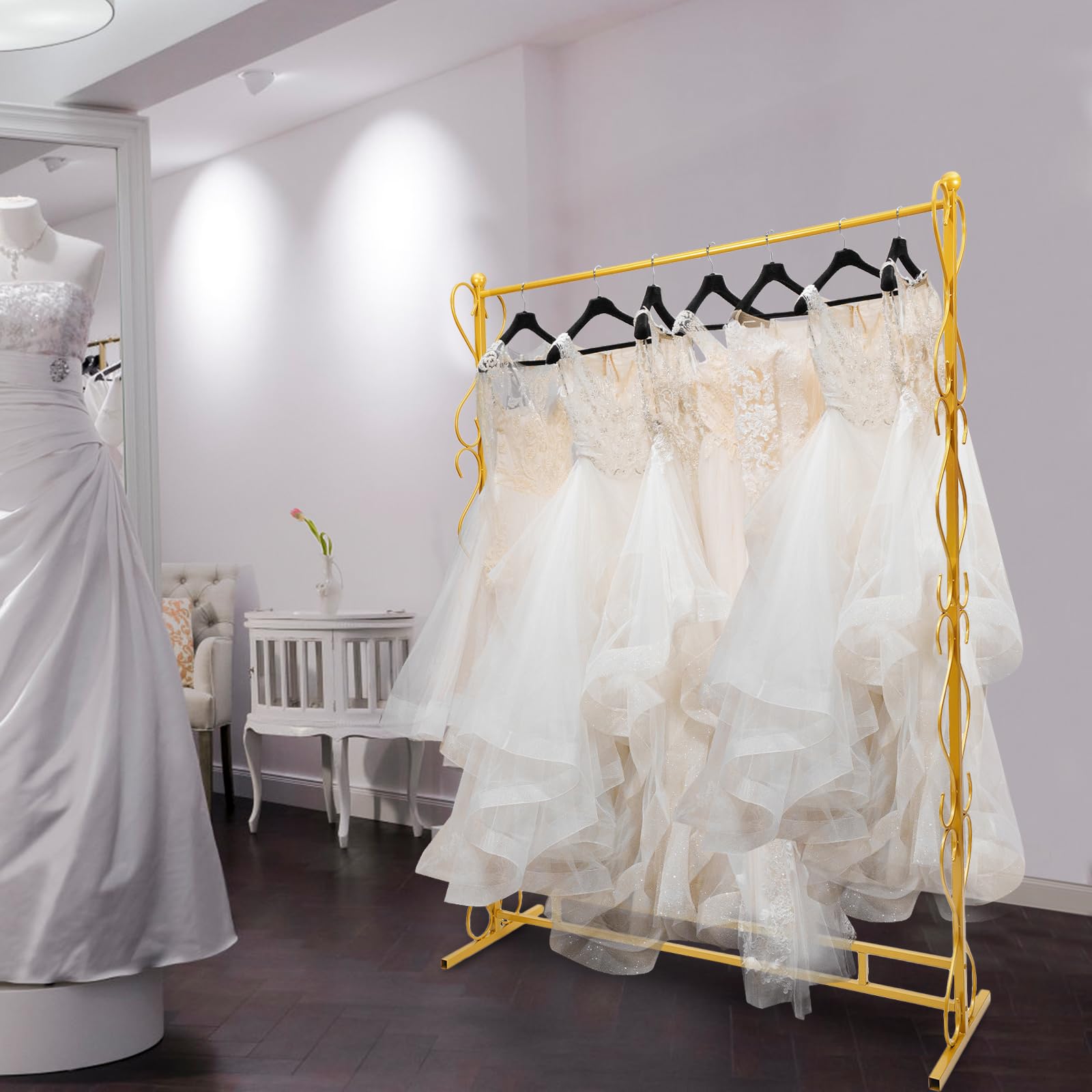Metal Garment Rack - 5.9FT Heavy Duty Standing Clothes Rack with Single Rod, Carbon Steel Wardrobe Organizer for Hanging Clothes, Belts, Shoes & Bags | Easy Assembly | Perfect for Home, Wedding Ceremony & Retail Store Displays