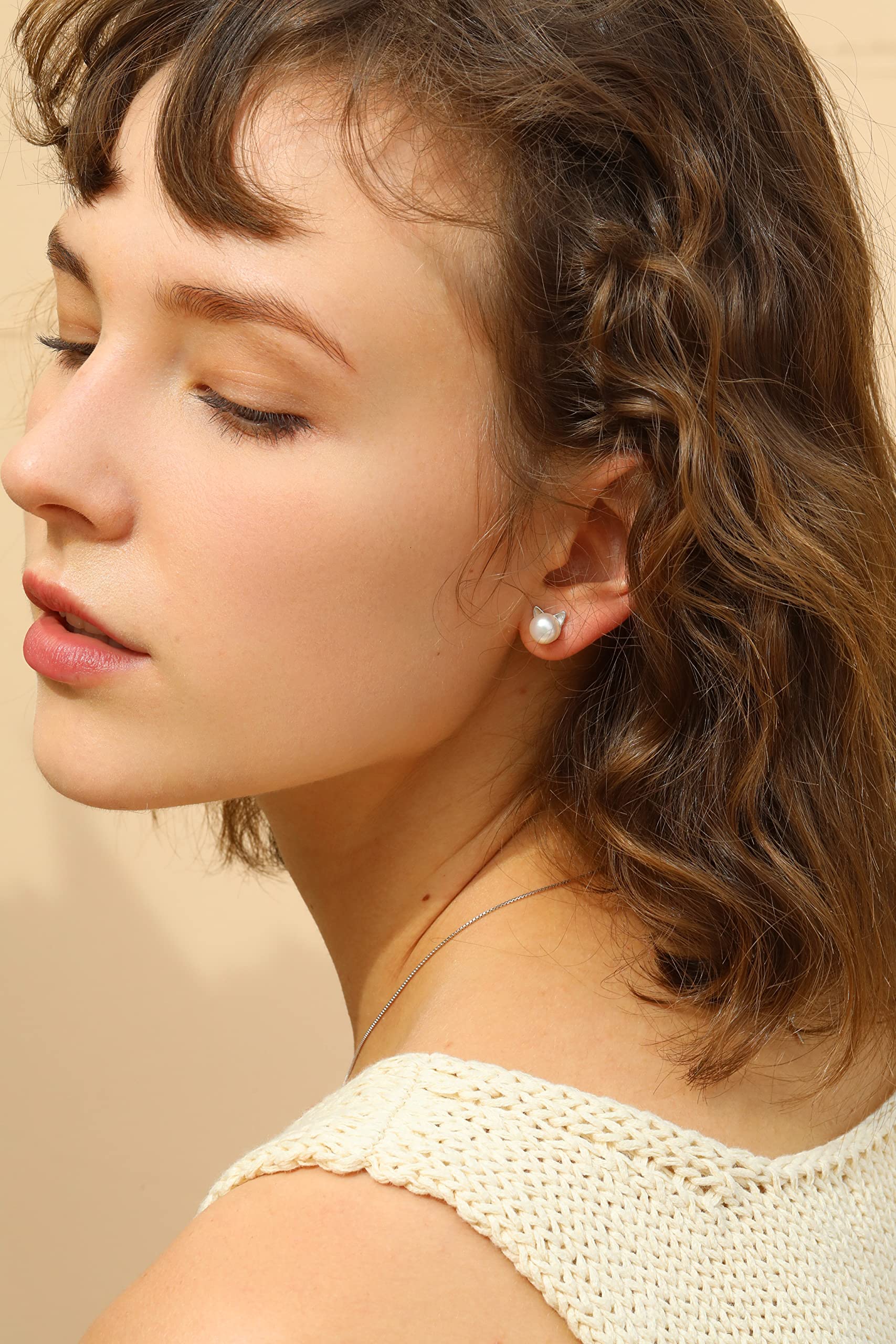 Elegant Cat Earrings with Pearl Accents - Sterling Silver Jewelry for Women | Perfect Cat Lover Gifts, Memorial Keepsakes & Fashion Accessories for Everyday Wear
