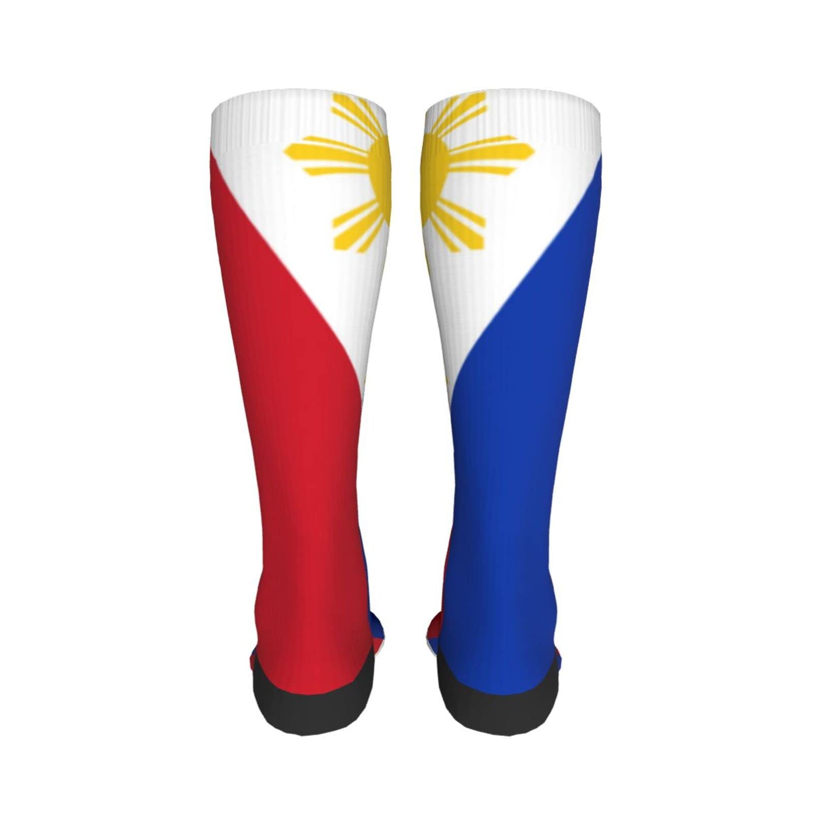 Philippines Flag Knee High Socks - Long Tube Sports Socks for Women & Men | Patriotic Athletic Socks for Running, Hiking & National Pride