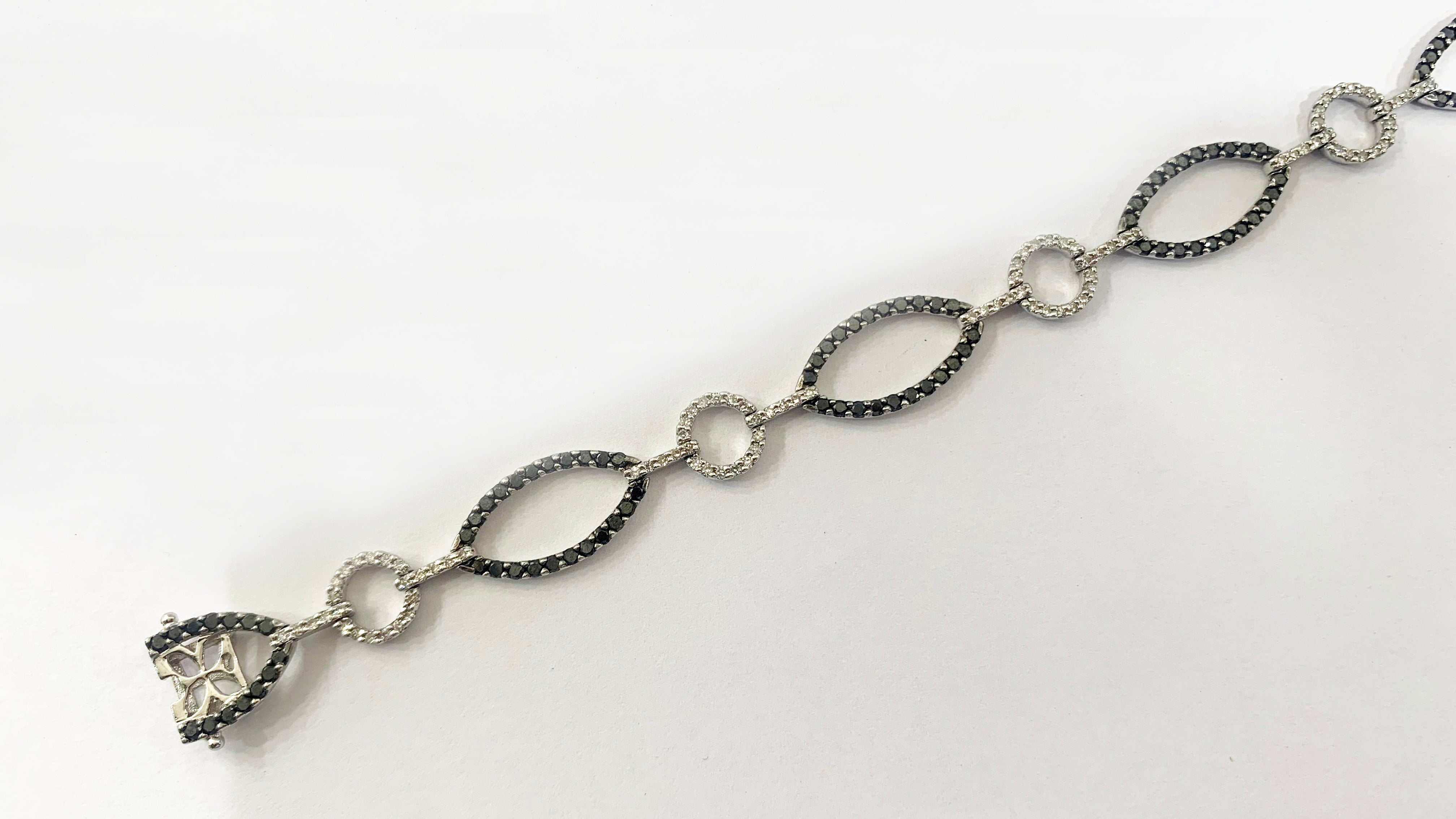 14K White Gold Black Diamond Bracelet for Women - Elegant Stackable Tennis Bracelet for Wedding, Anniversary & Special Occasions