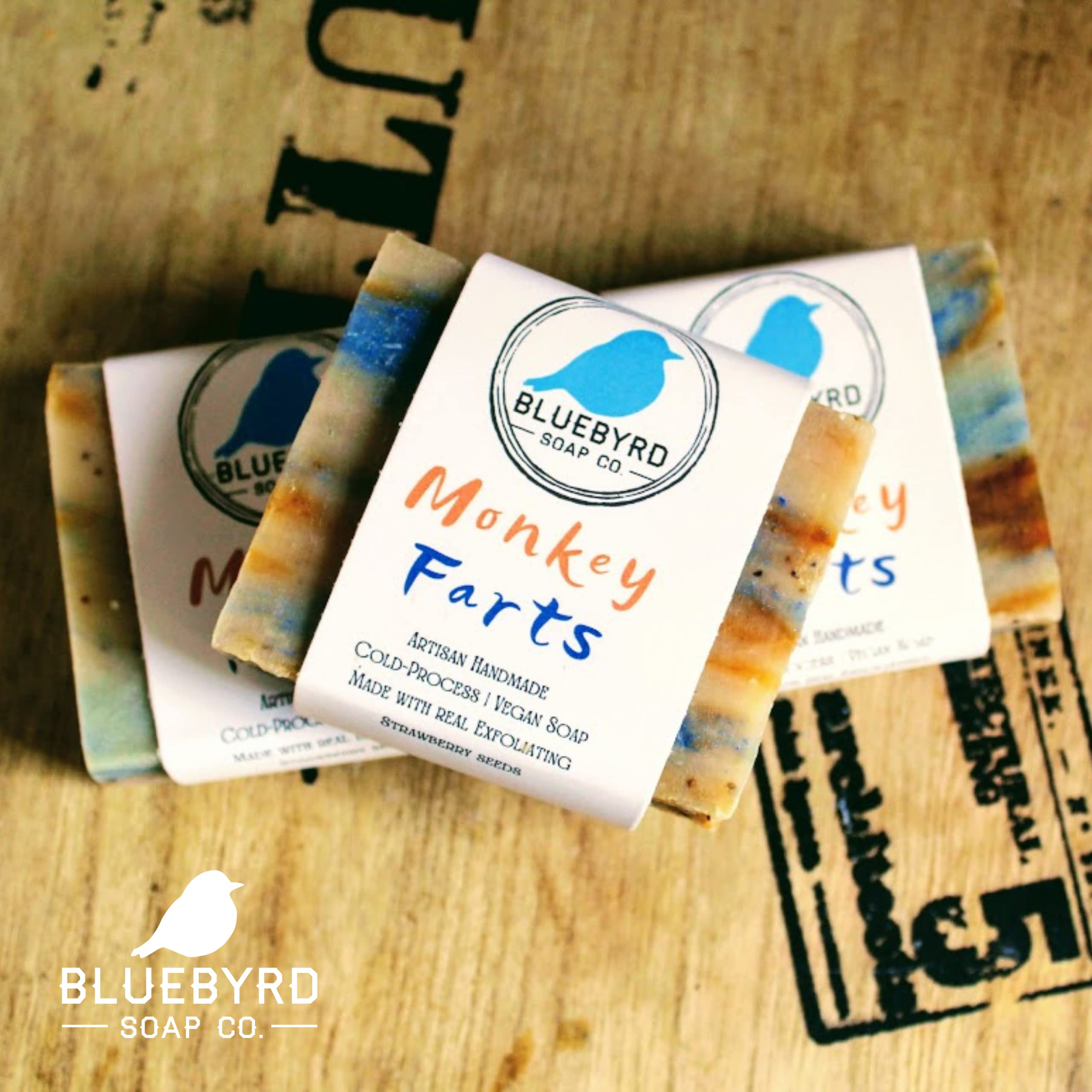 Bluebyrd Soap Co. Monkey Farts Vegan Soap Bar - Handmade Natural Olive & Coconut Oil Soap for Kids & Teens | Fruity Scented Body Wash | Perfect for Bath Time, Birthday Gifts & Sensitive Skin Care
