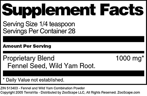 Organic Fennel & Wild Yam Powder for Women's Hormonal Balance - 1 oz (ZIN: 513403) | Natural Herbal Supplement for PMS Relief, Menopause Support & Digestive Health