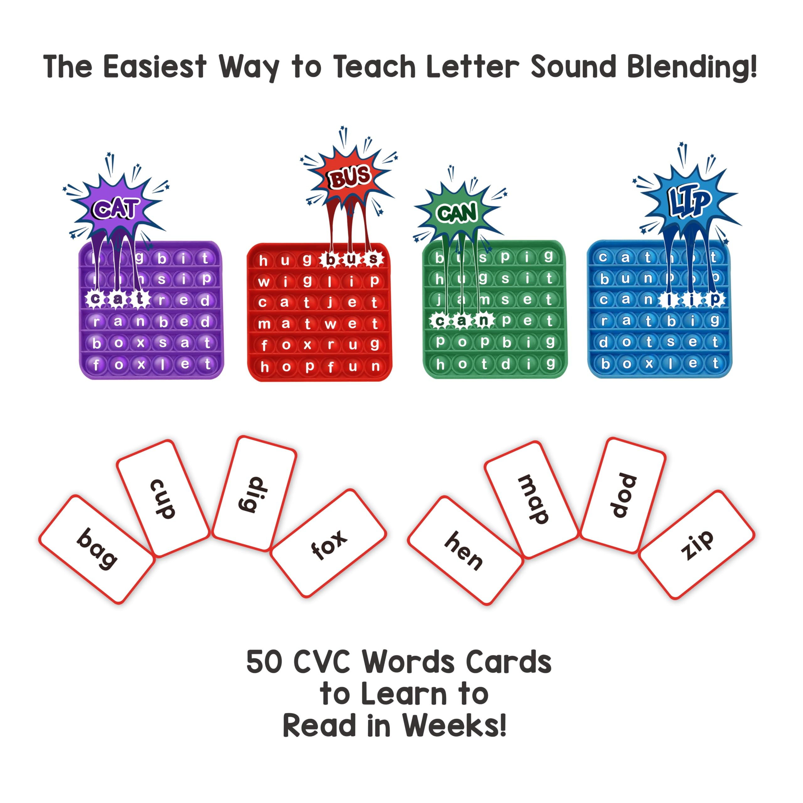 Fidget Game Reading Bundle - Sight Words Flashcards & Pop Toys for Kids - Learning Games for Pre-K to 3rd Grade - Perfect for Classroom & Home Learning