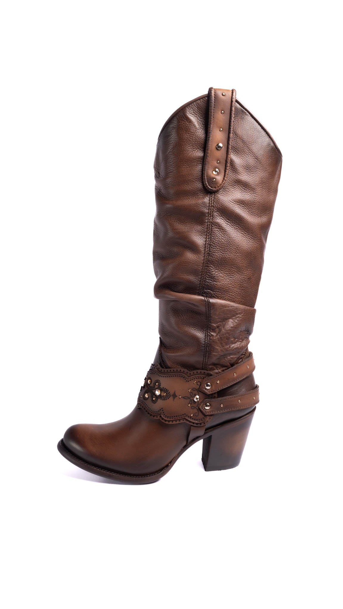 Women's Cuadra CU581 LD Moroni Moka Laser & Crystal Embellished Round Toe Boots - Perfect for Evening Parties, Date Nights & Special Occasions