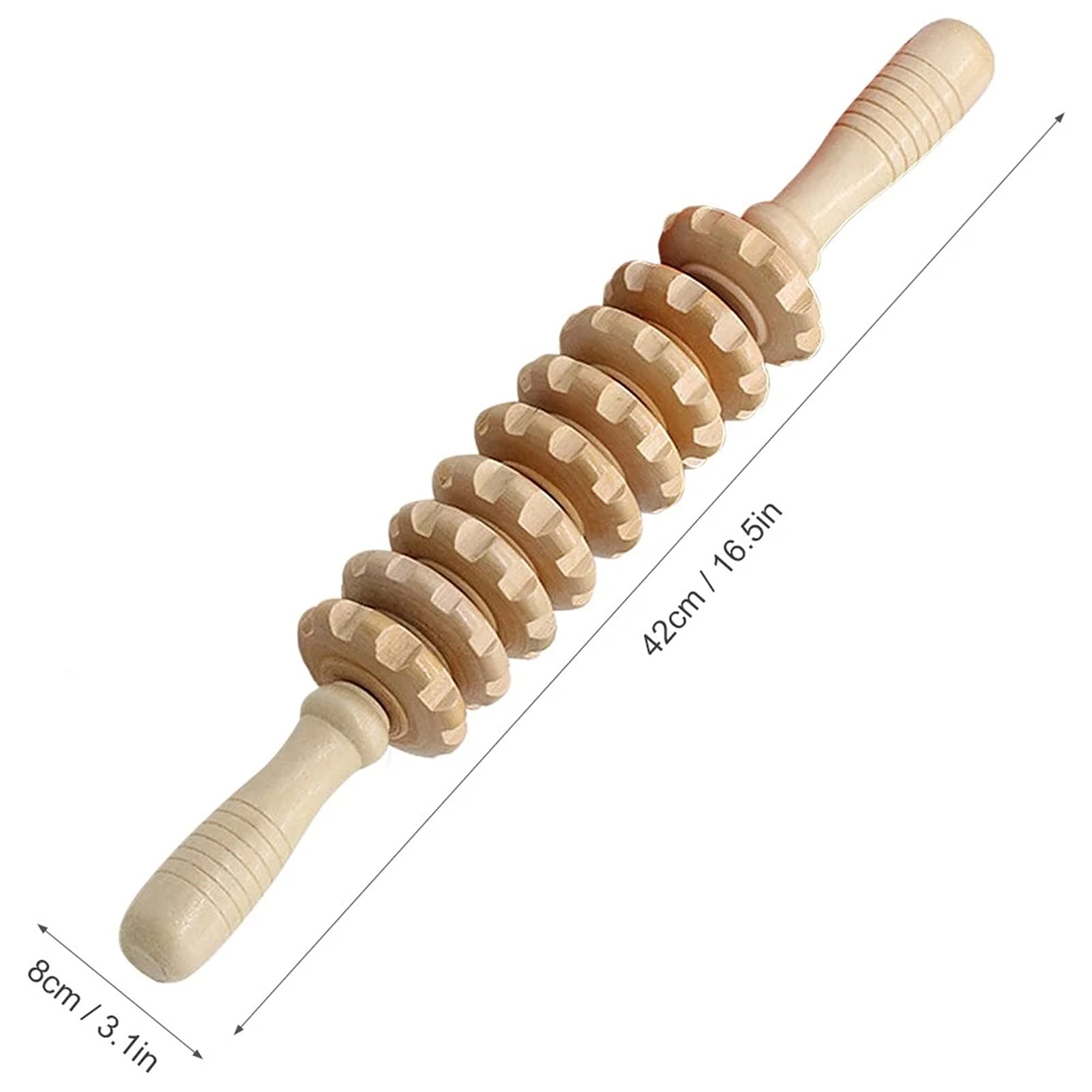 Wilitto Anti-Cellulite Massage Roller with Wooden Handle - 40cm Maderotherapy Body Sculpting Tool for Skin Tightening & Lymphatic Drainage | Perfect for Legs, Arms, Back Massage & Post-Workout Recovery