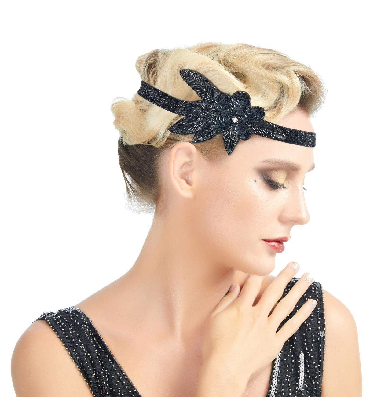 Vintage 1920s Flapper Headband for Women - Roaring 20s Great Gatsby Inspired Headpiece - Perfect for Costume Parties, Themed Events & Retro Fashion