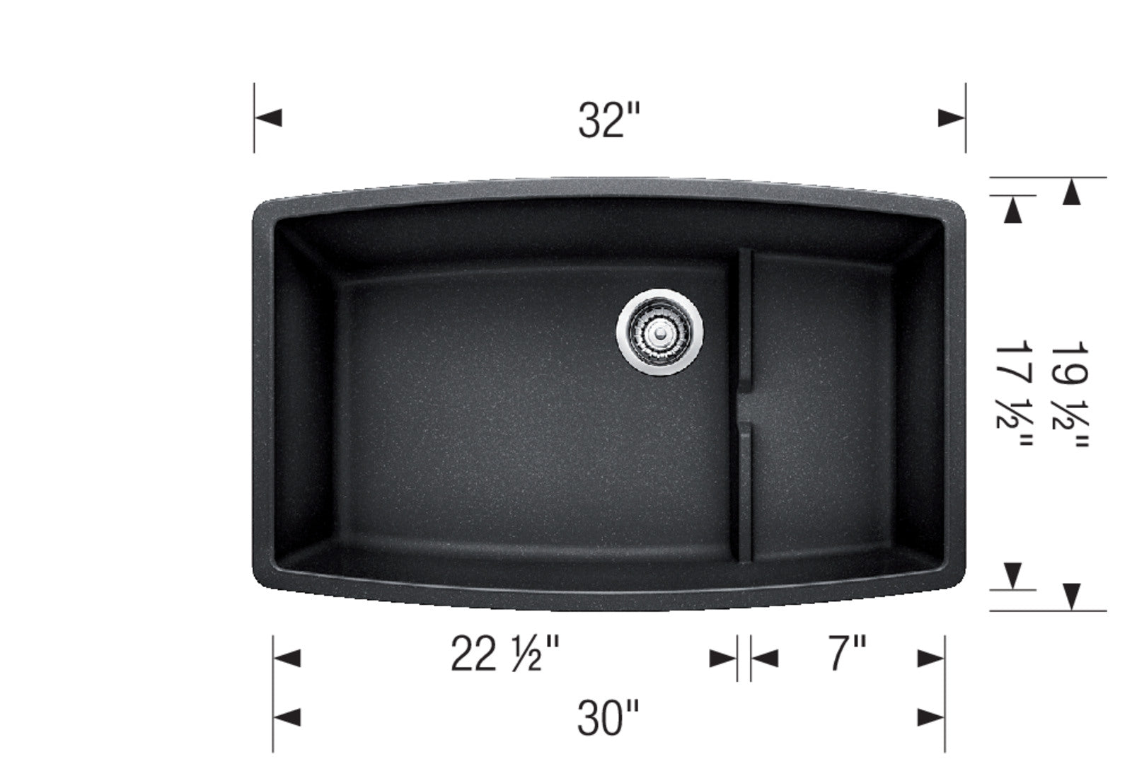 Blanco Performa Cascade Single Bowl SILGRANIT Kitchen Sink - Durable Stain-Resistant Undermount Sink for Modern Kitchens | Perfect for Food Prep, Dishwashing & Entertaining