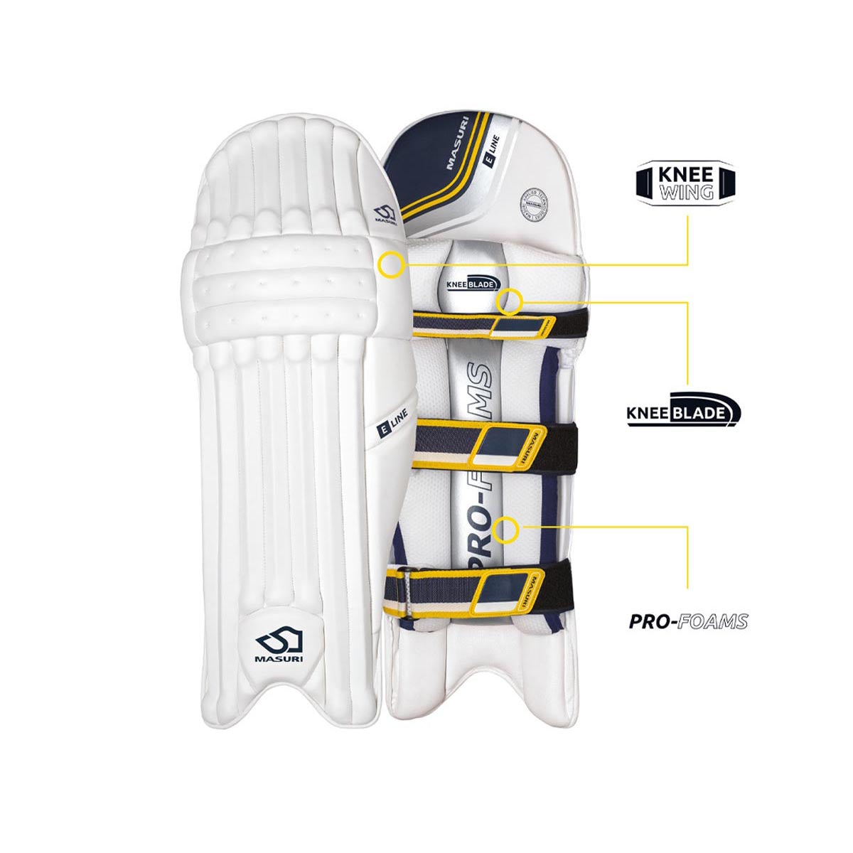 Masuri E Line Cricket Batting Pads - Premium Leg Protection for Cricket Players - Perfect for Practice & Match Play