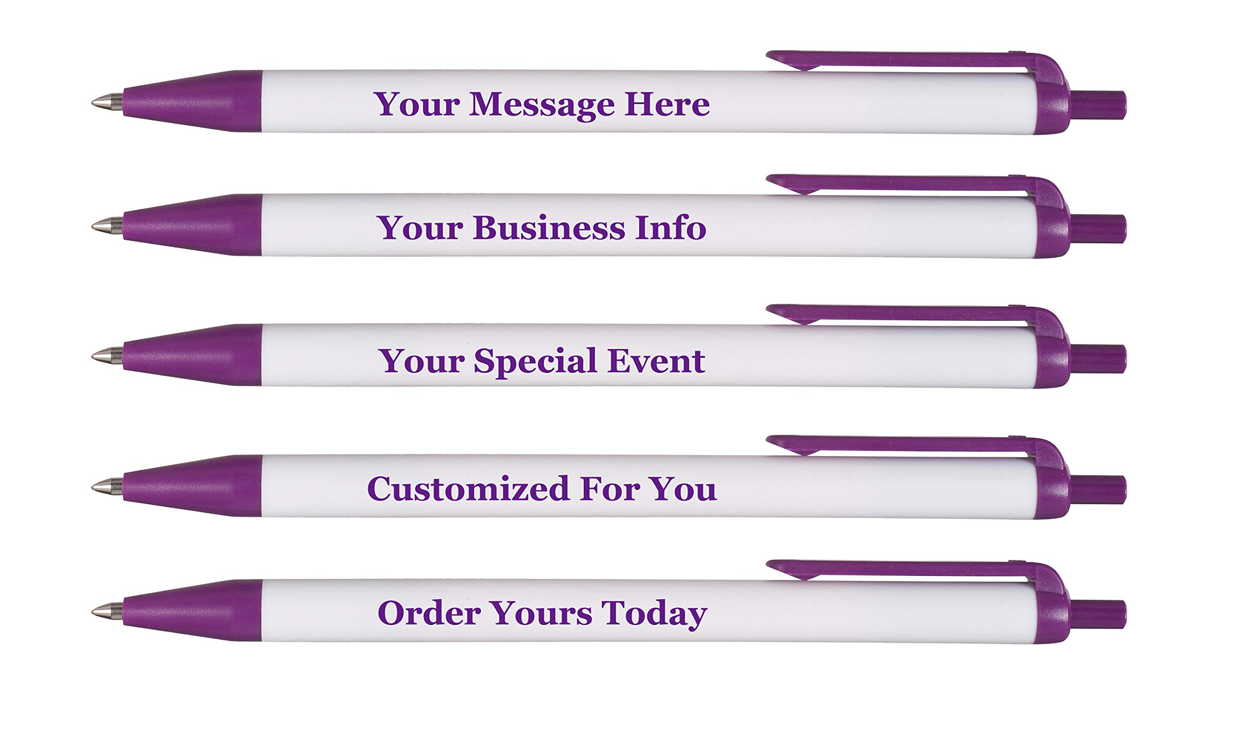 RevMark Custom Printed Ballpoint Pens - Premium Black Ink - Made in USA - Personalized with Business Name, Event Info, or Message (Purple, 2500-Pack) - Perfect for Corporate Gifts, Trade Shows & Promotional Events