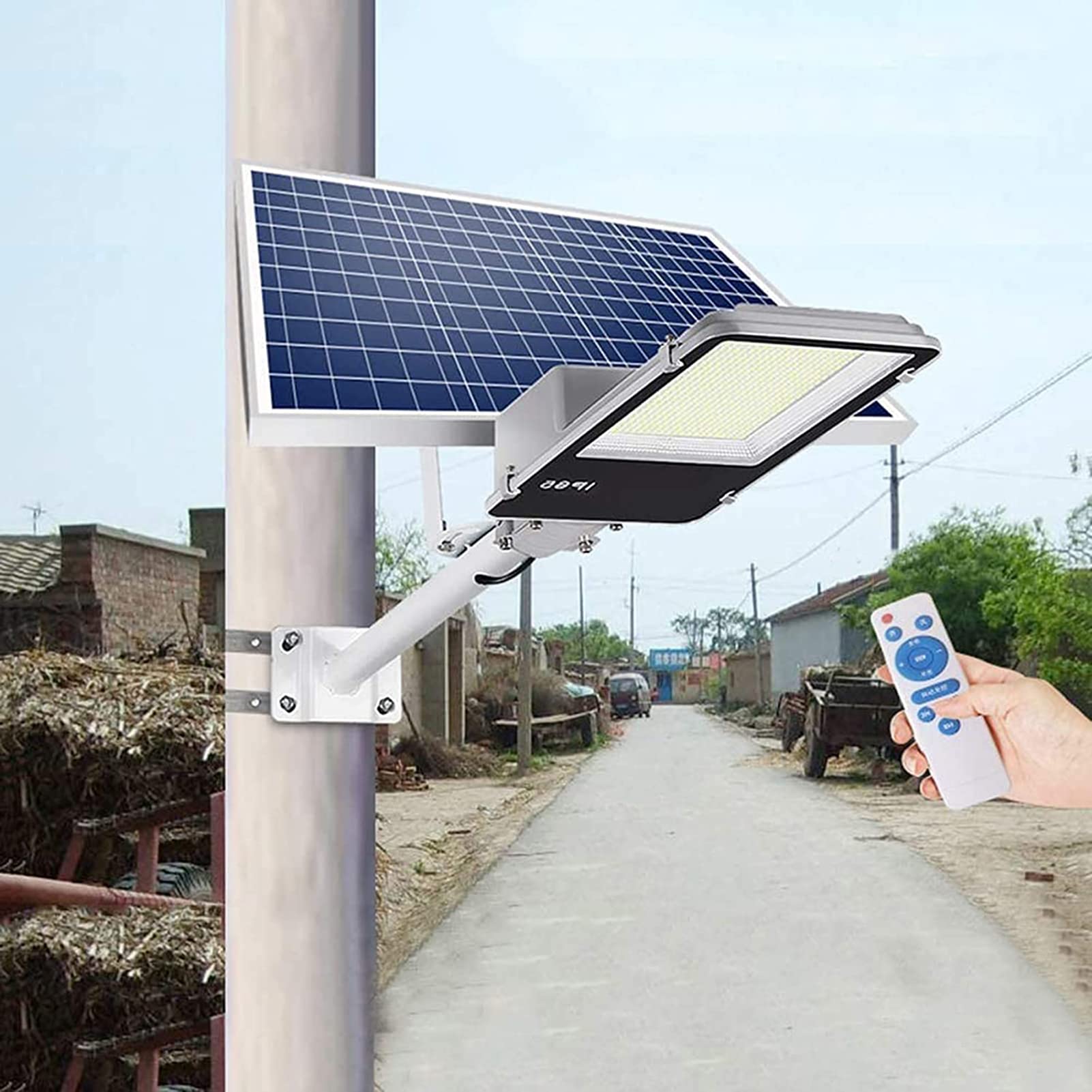 1400W Solar Street Lights - 130,000 Lumens Dusk to Dawn Outdoor Solar Flood Light with Remote Control, 6500K Daylight, IP67 Waterproof - Perfect for Yard, Garden, Street, Parking Lot & Pathway Lighting