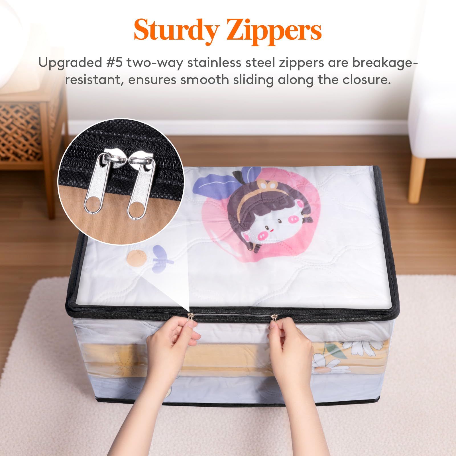 Lifewit 6 Pack Clear Clothes Storage Bags - 60L Plastic Blanket Vinyl Foldable Moving Bags with Zipper | Space-Saving Closet Organizers & Storage Containers for Bedding, Duvet, Pillow | Perfect for Home Organization, Moving & Seasonal Storage