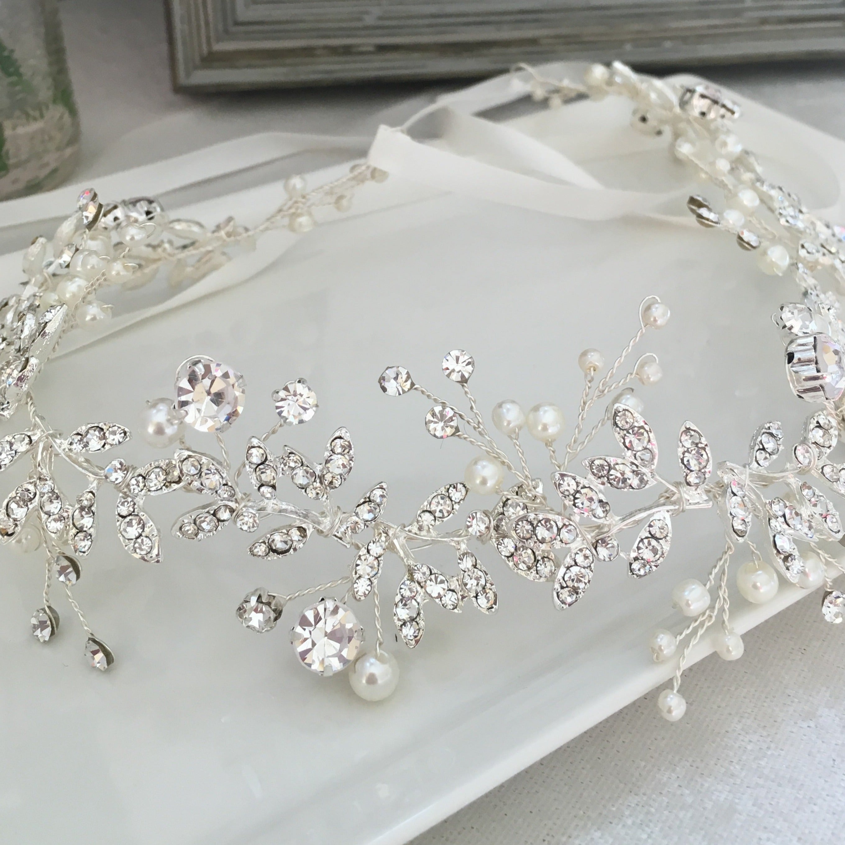 Bridal Gold & Silver Hair Wreath Crown (D258) - Wedding Headpiece for Bride, Bridesmaids, Flower Girls - Perfect for Ceremonies, Photos & Special Occasions