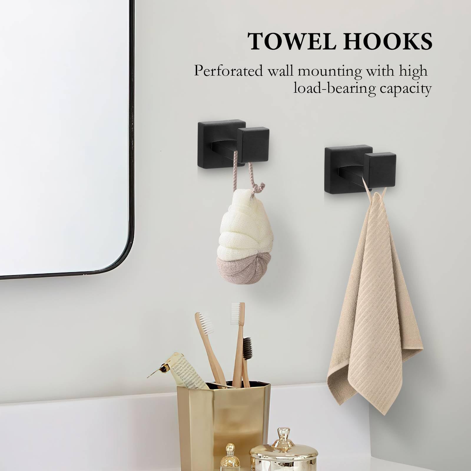 10-Piece Matte Black Bathroom Hardware Set - 24