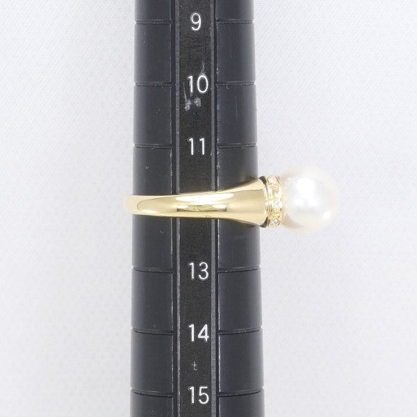 18K Yellow Gold Pearl Diamond Ring for Women - Elegant Bridal Jewelry, Anniversary Gift, Engagement Ring, Wedding Band - Perfect for Special Occasions & Everyday Luxury