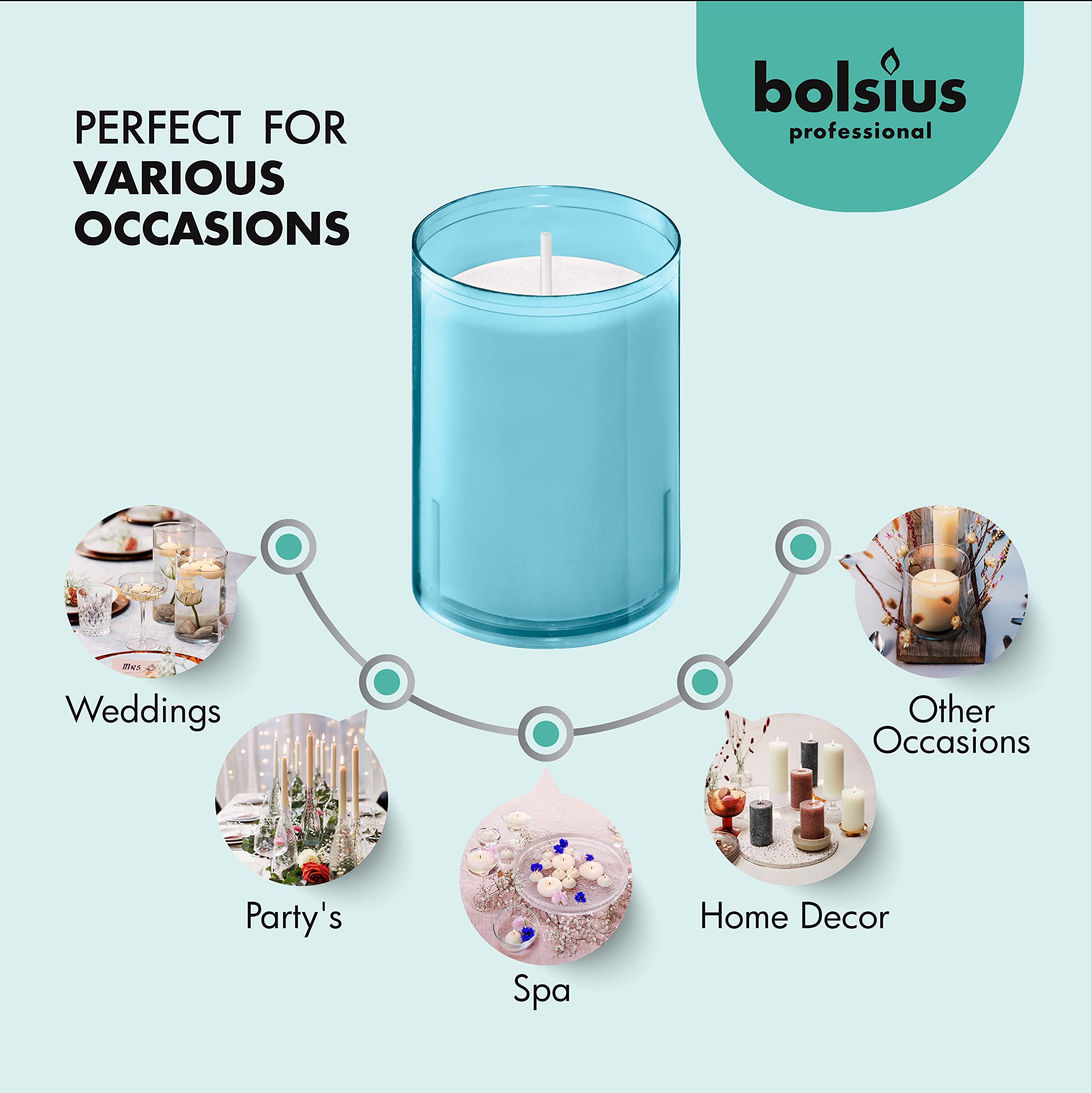BOLSIUS 24-Hour Votive Candles - 20 Pack Blue Unscented Candles in Unbreakable Plastic Cups | Premium European Quality, Smokeless & Relightable | Perfect for Weddings, Parties, Home Decor & Religious Ceremonies