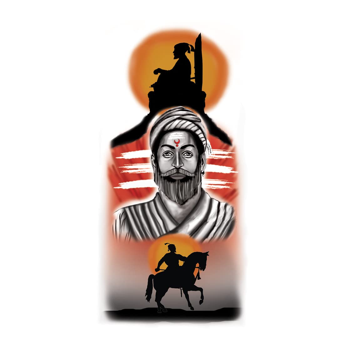 Shivaji Maharaj Temporary Tattoo - Waterproof Fake Body Art for Men & Women - Perfect for Indian Festivals, Cultural Events and Costume Parties