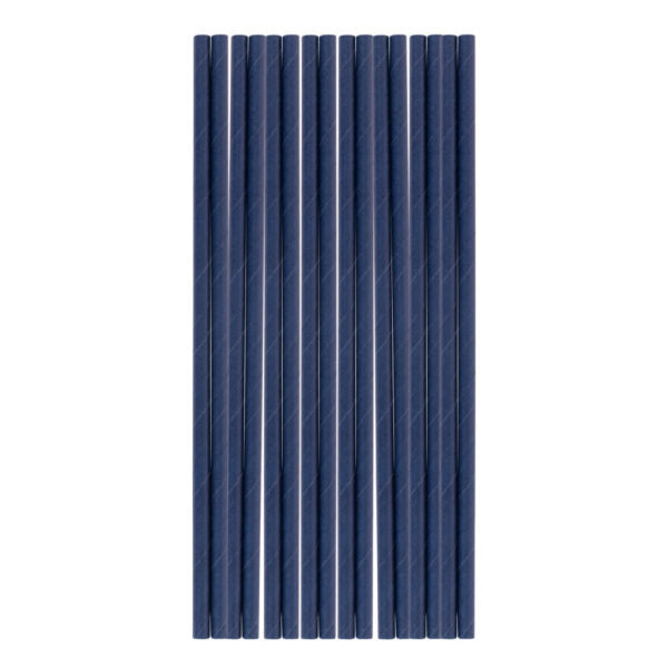 Eco-Friendly Blue Paper Straws 24 Pack - Biodegradable & Compostable Drinking Straws for Parties, Smoothies, and Cocktails