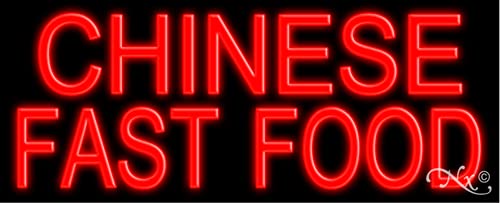 Vintage Chinese Fast Food Glass Neon Sign #10037 - Handcrafted in USA | Perfect for Diner, Bar, and Retro Home Decor