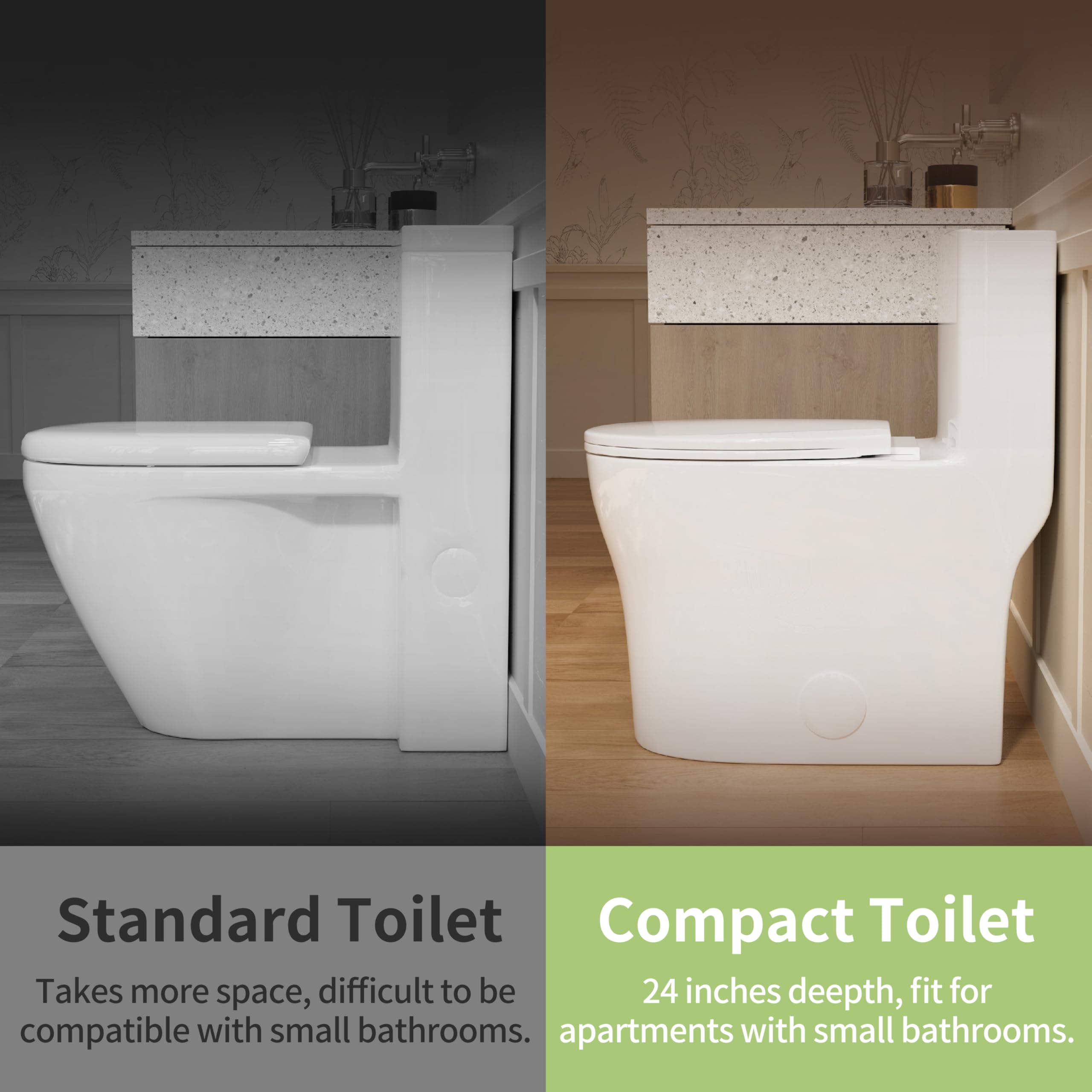 Casta Diva Compact One Piece Toilet for Small Bathrooms - 12