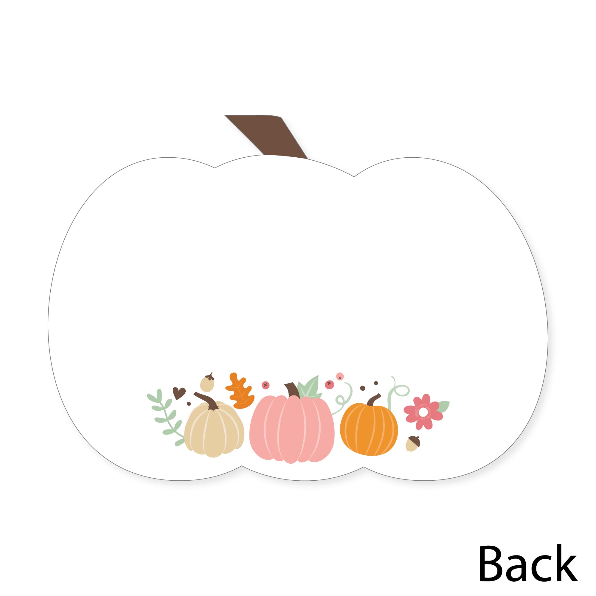 Big Dot of Happiness Little Pumpkin-Shaped Thank You Cards - Set of 12 with Envelopes for Fall Birthday Party, Baby Shower, Thanksgiving & Autumn Celebrations - Cute Girl-Themed Gratitude Notes