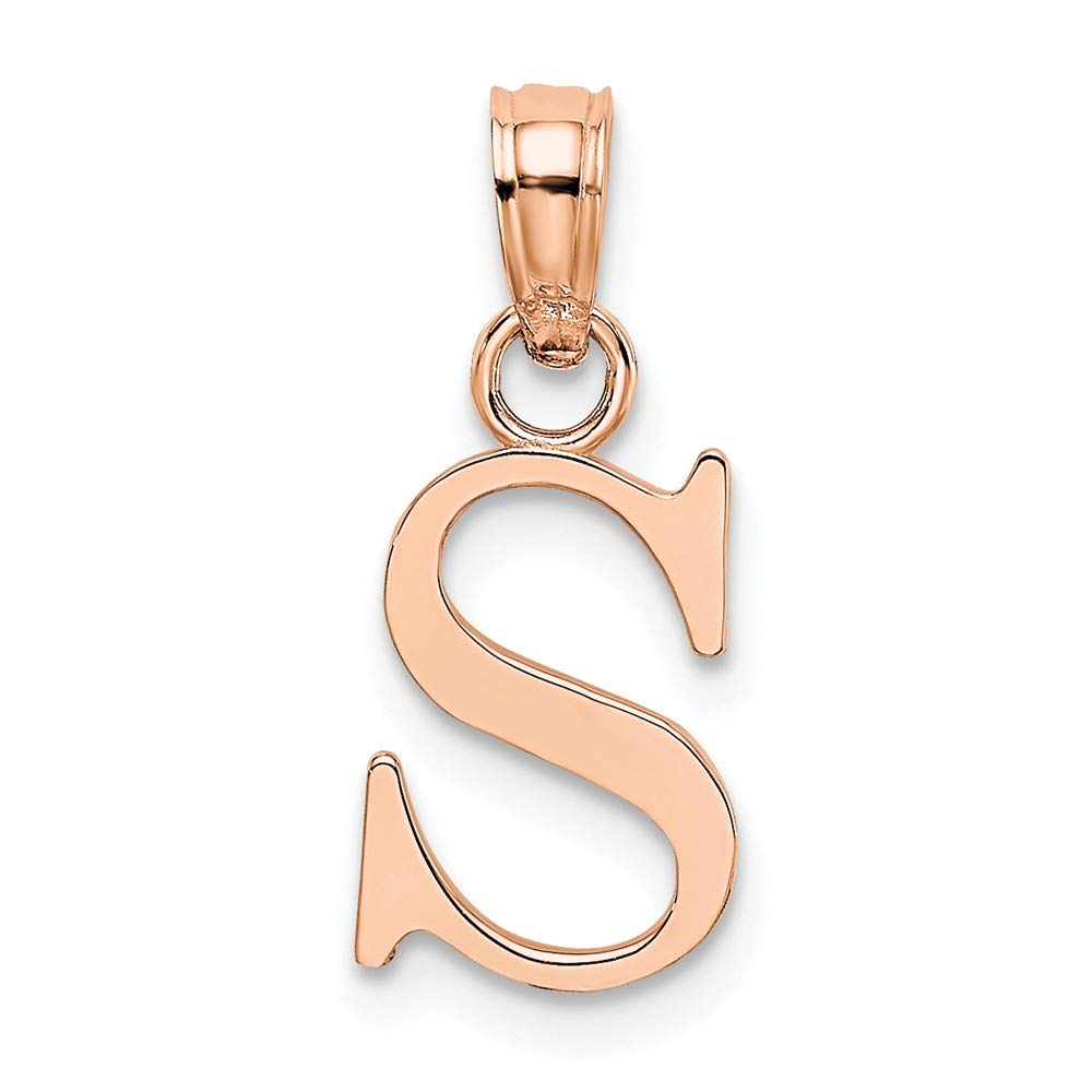 14K Rose Gold Polished S Block Initial Pendant Necklace - Elegant Personalized Jewelry for Women, Perfect for Gifts, Anniversaries & Everyday Wear