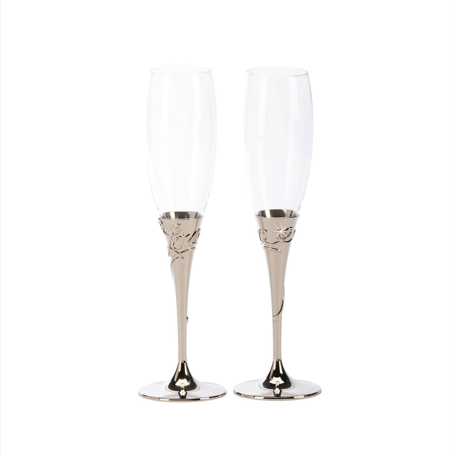 Elegant Nickel Champagne Flutes Set for Wedding Toasts & Romantic Celebrations - Perfect for Anniversaries, Valentine's Day & Special Occasions