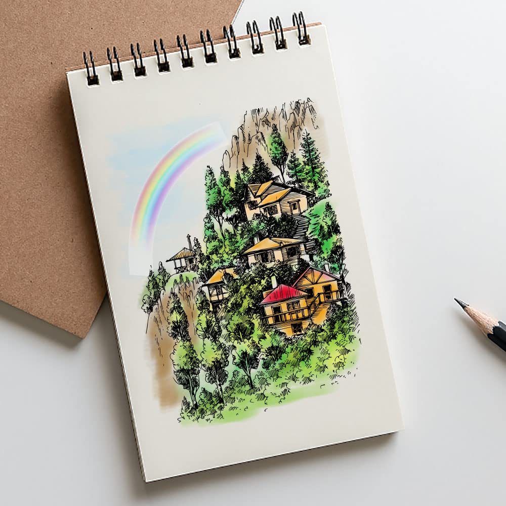 Spring Mountain Tree Clear Stamps for Card Making & Scrapbooking - Transparent Rubber Stamps for Bullet Journal, DIY Crafts, Notebook Decoration - Perfect for Handmade Greeting Cards, Planner Embellishments & Art Journaling