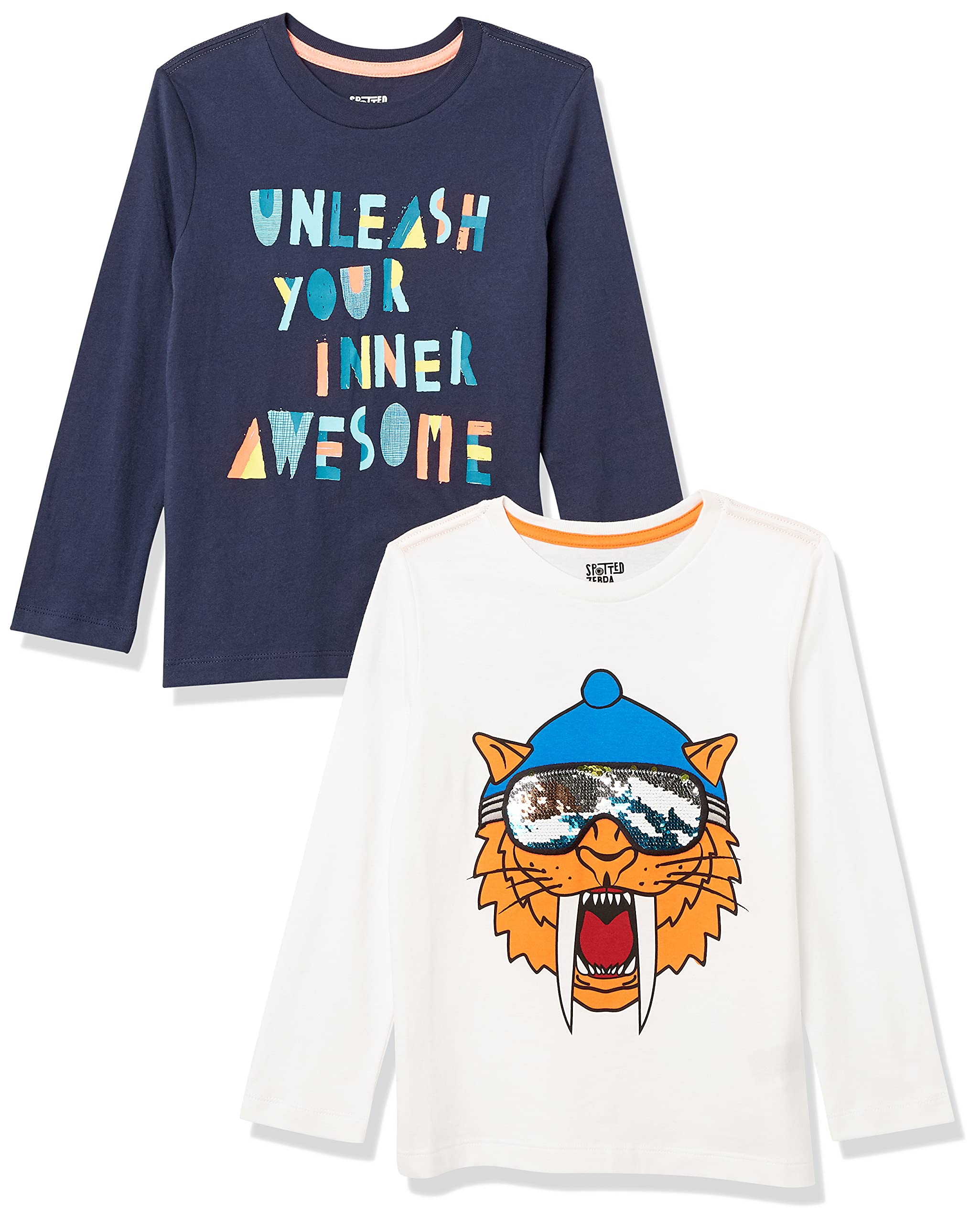 Spotted Zebra Boys' Long-Sleeve Graphic T-Shirts - Comfortable Cotton Tees for School, Play & Everyday Wear | Trendy Kids Fashion