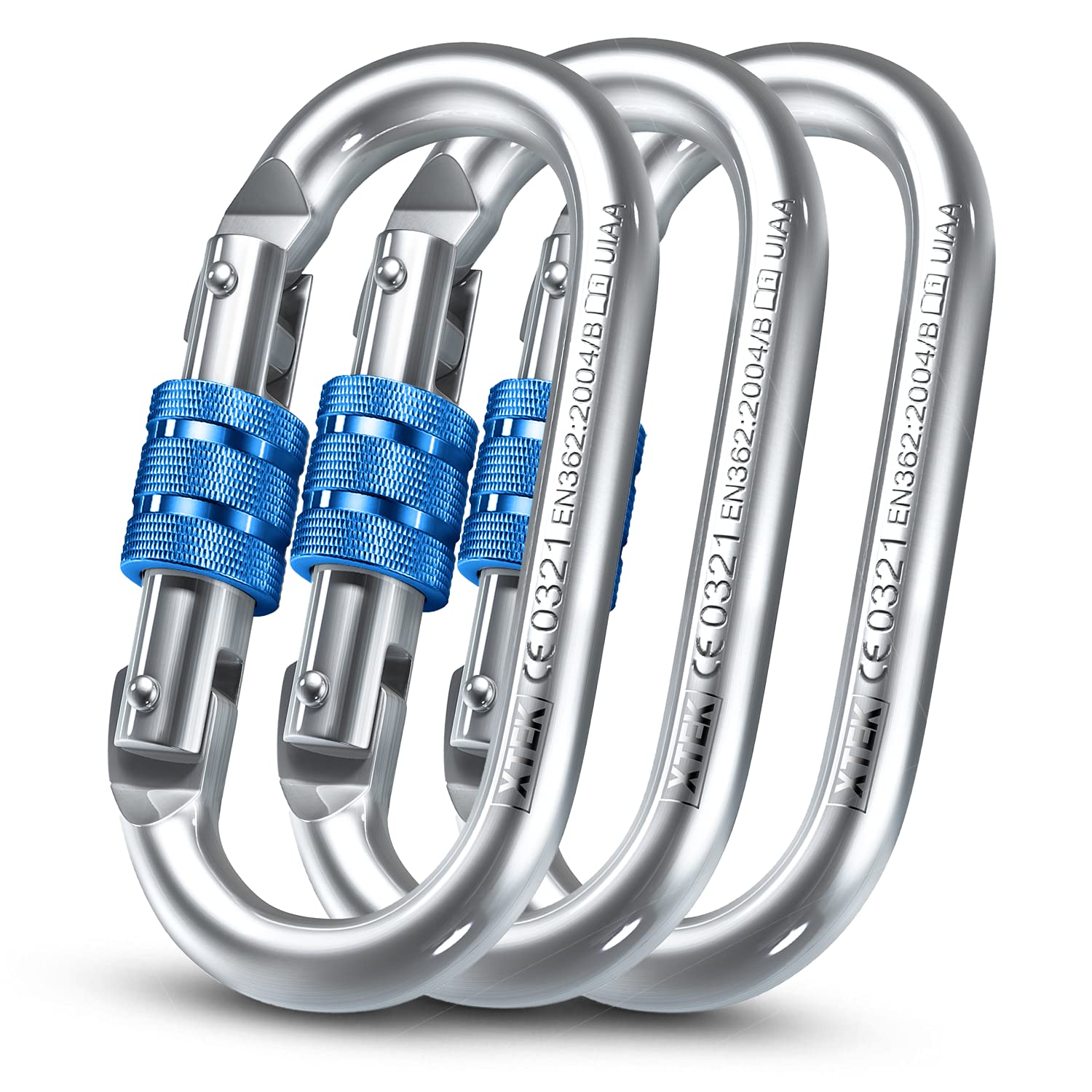 UIAA Certified 25kN (5620LB) Heavy Duty Steel Carabiner Clip - Screw Lock Oval-Shape for Rock Climbing, Hiking, Camping & Hammocks - Durable Safety Hook for Outdoor Gear & Equipment