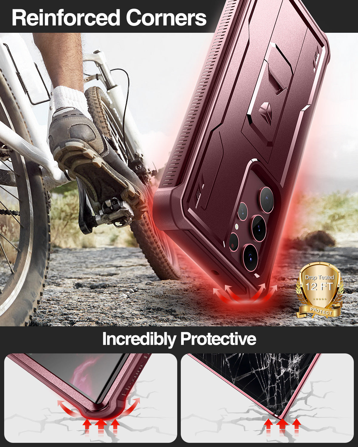 **Dexnor Heavy Duty Shockproof Rugged Case for Samsung Galaxy S22 Ultra with Built-in Kickstand & Screen Protector – Perfect for Outdoor, Work, and Travel**