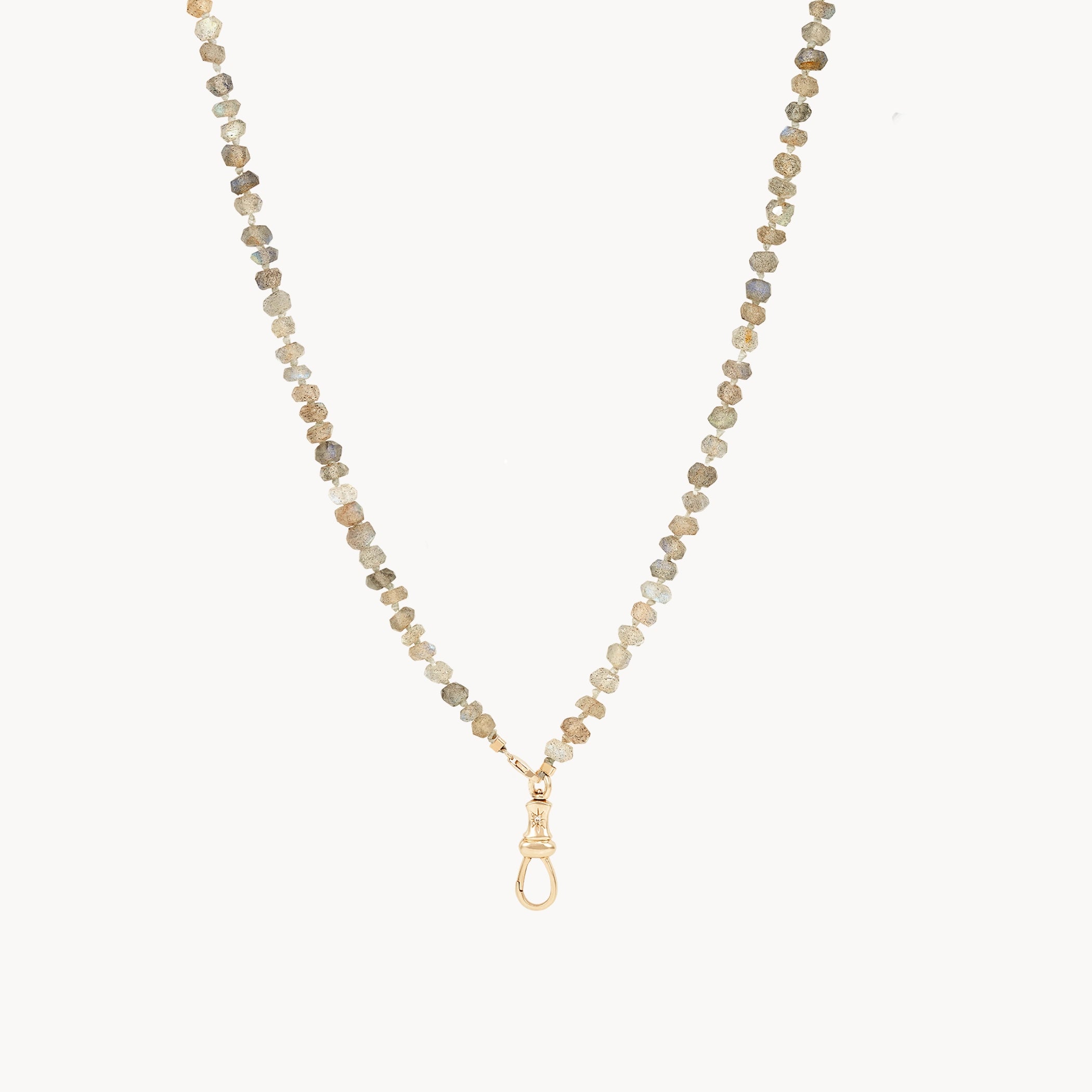 10K Yellow Gold Labradorite Beaded Mood Necklace - Healing Crystal Jewelry for Stress Relief & Positive Energy - Perfect for Meditation, Yoga & Spiritual Practices
