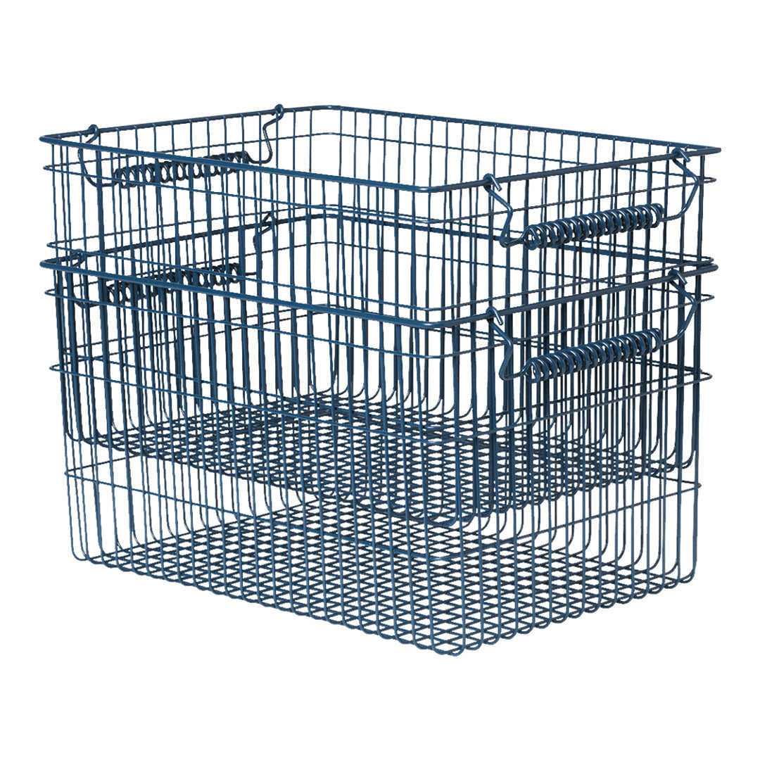Stackable Storage Baskets Set of 2 - Organize Home, Office & Nursery - Perfect for Shelves, Closets & Bathroom Organization