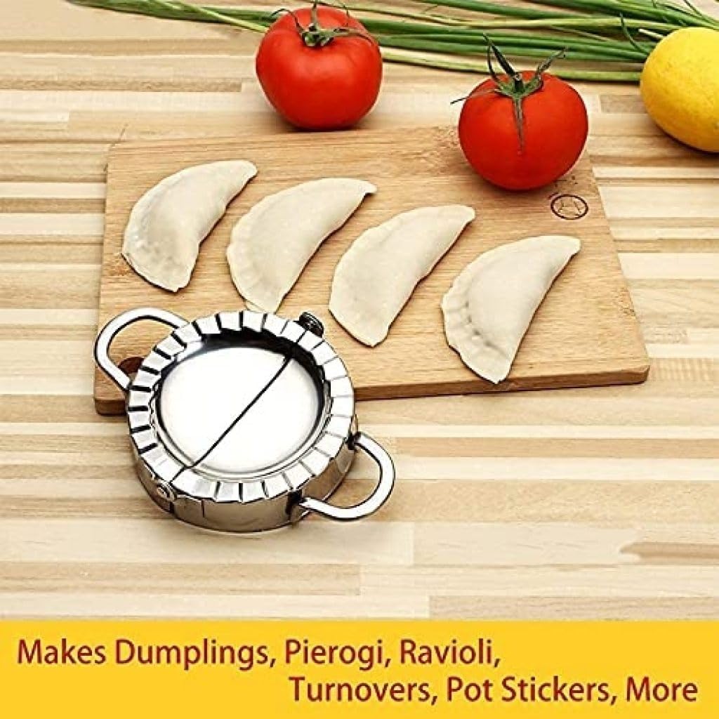 Premium Stainless Steel Momo Maker & Dumpling Press - Multi-Purpose Gujiya, Karanji, Ghughra, Samosa Mold - Durable Kitchen Accessory for Homemade Asian Snacks & Party Appetizers