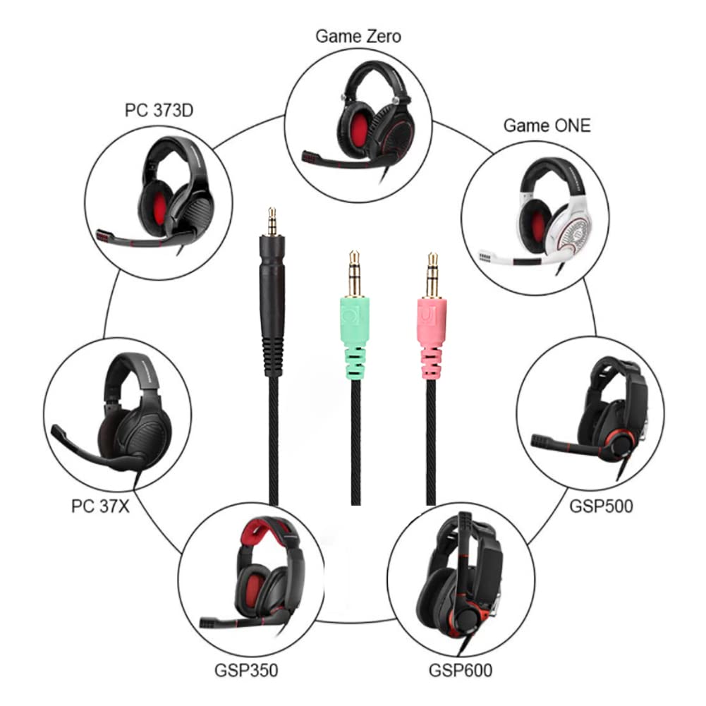 Premium 3.5mm Gaming Headphone Replacement Cable for Sennheiser G4ME ONE, Zero, PC 373D, PC37X, GSP 350/500/600 - Durable Audio Wire for PC Gaming & Esports Tournaments