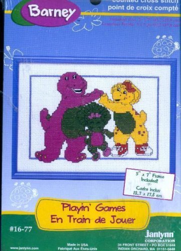 Barney Playin' Games Cross Stitch Kit by Janlynn #16-77 - Perfect for Home Decor & Crafting Projects